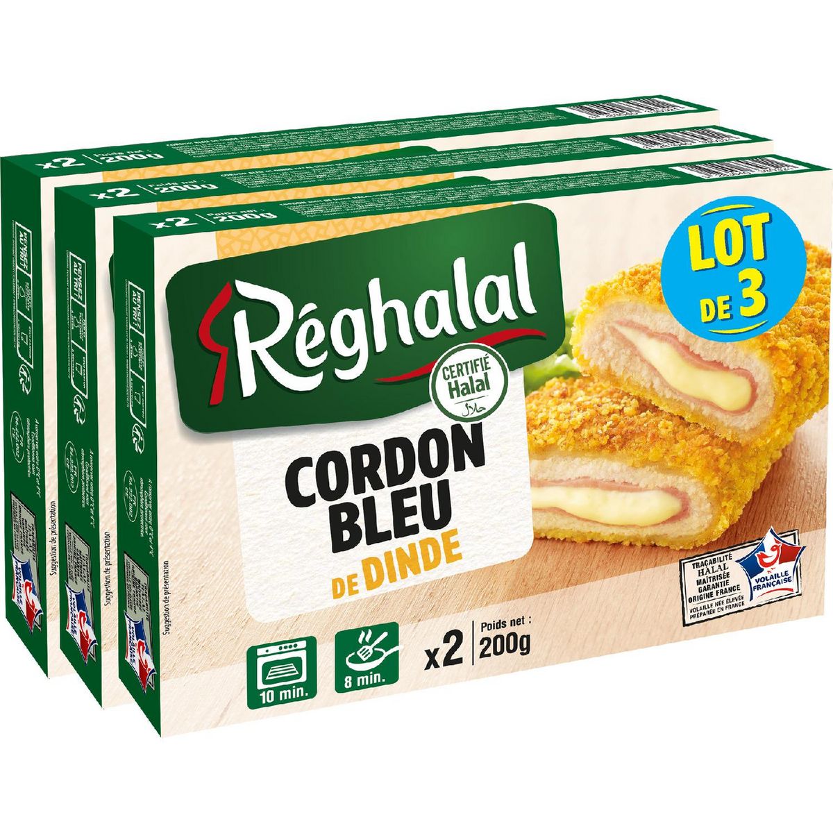REGHALAL cordon bleu de dinde halal 6 pièces  3x200g