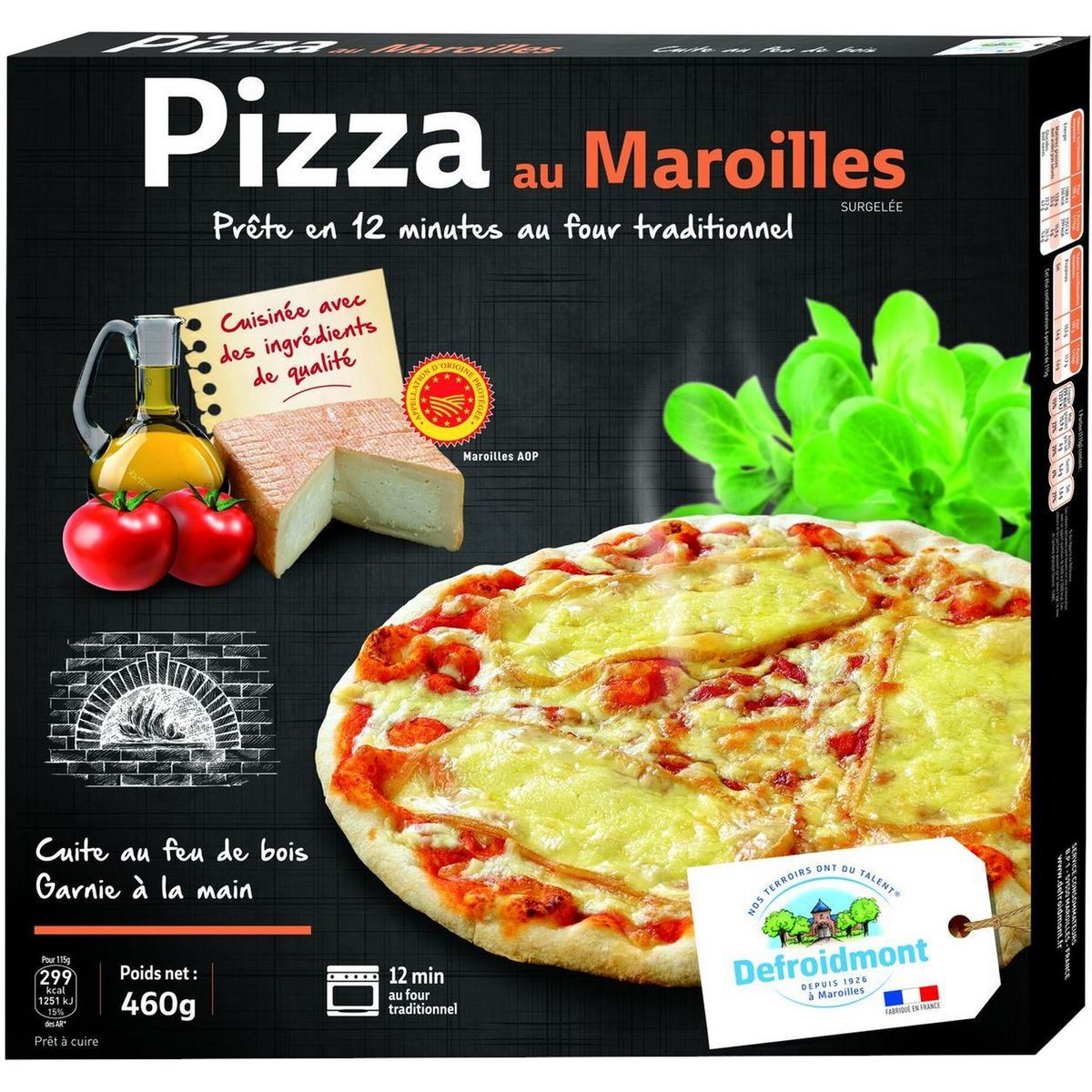 MAISON DEFROIDMONT Pizza au maroilles cuite au feu de bois 460g