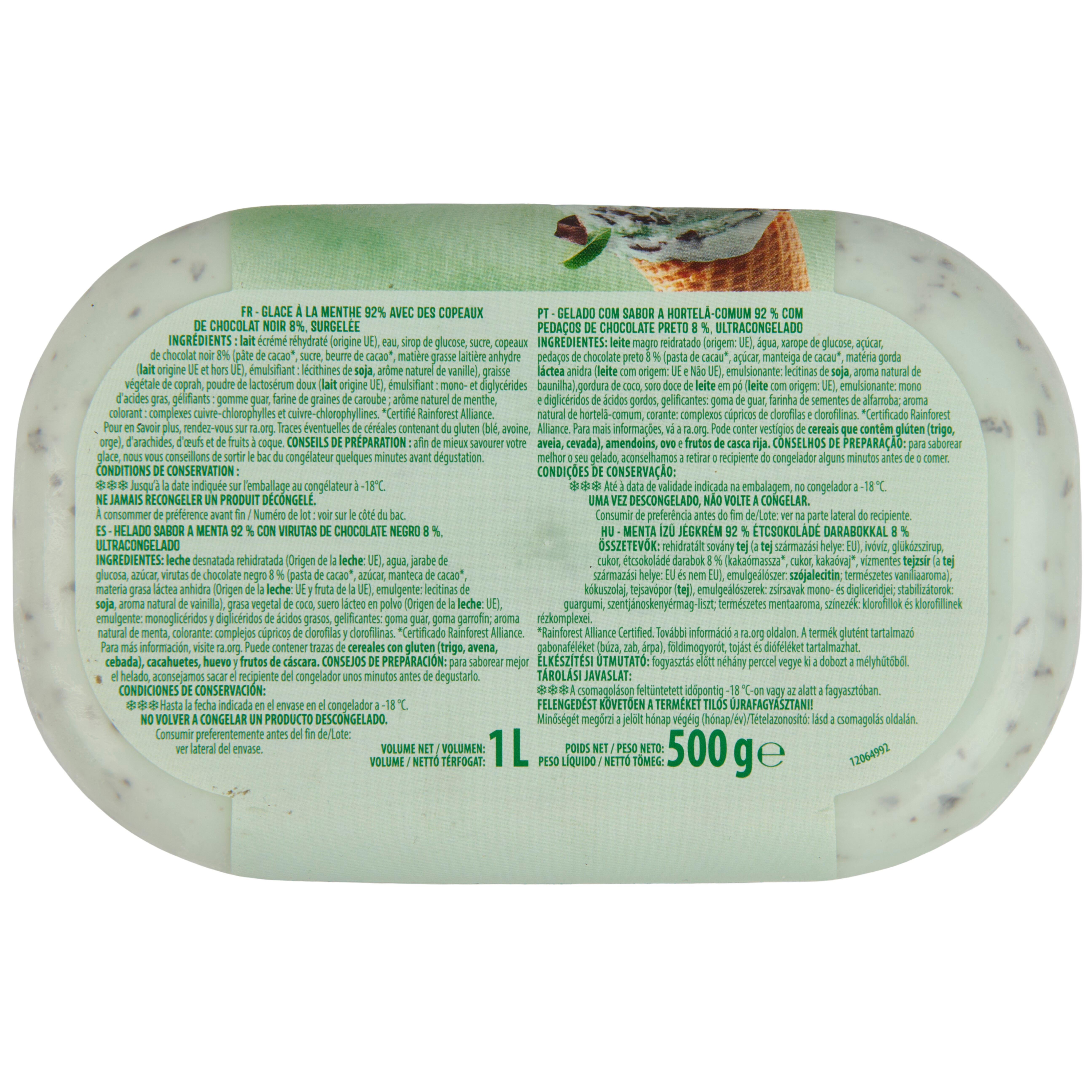 Voir la diapositive 2 : AUCHAN Glace à la menthe et copeaux de chocolat 500g