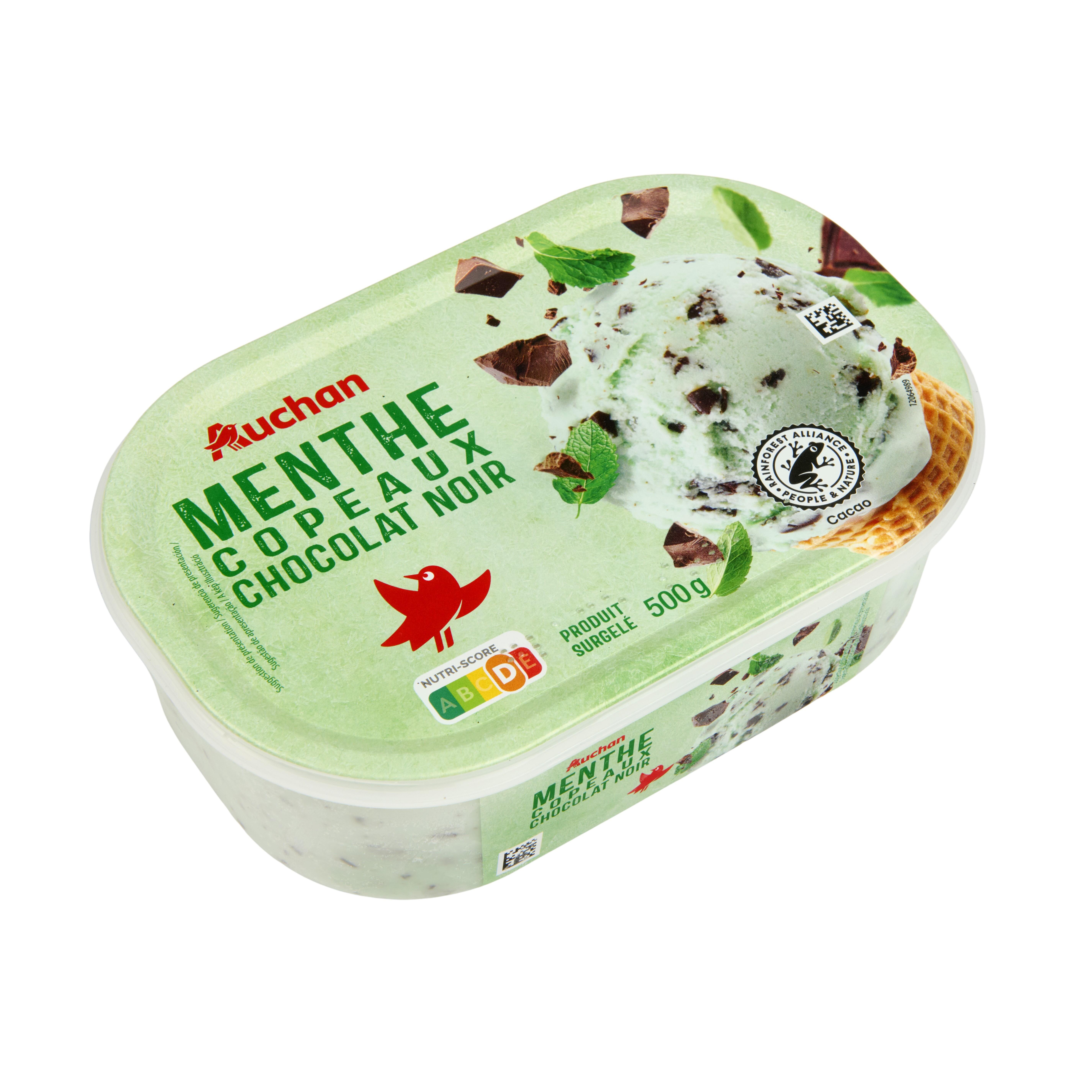 Voir la diapositive 3 : AUCHAN Glace à la menthe et copeaux de chocolat 500g