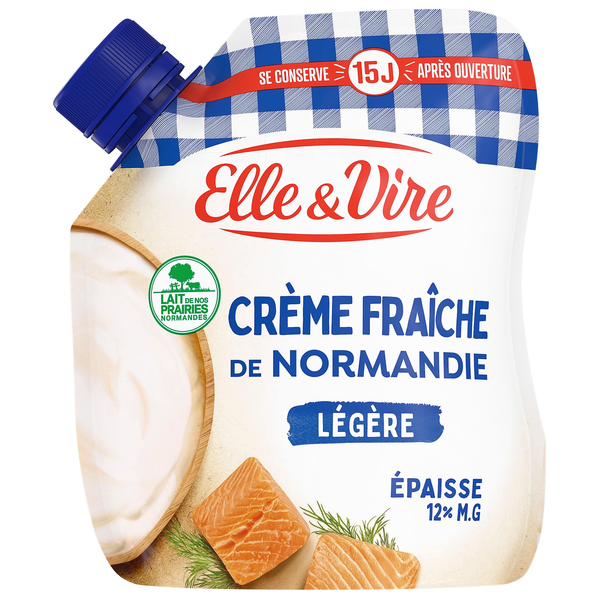 Voir la diapositive 2 : ELLE & VIRE Crème légère épaisse 12%MG 33cl