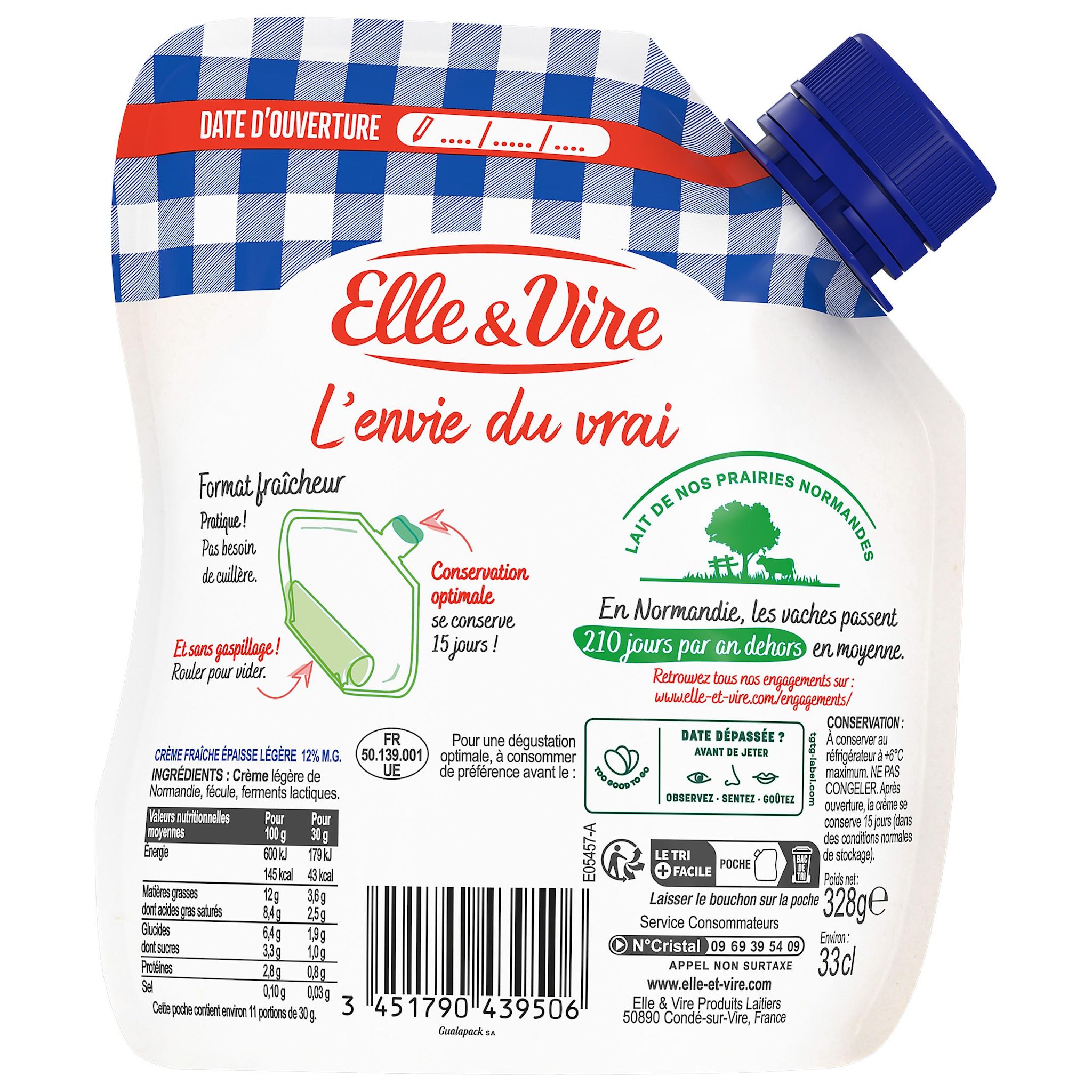 Voir la diapositive 3 : ELLE & VIRE Crème légère épaisse 12%MG 33cl