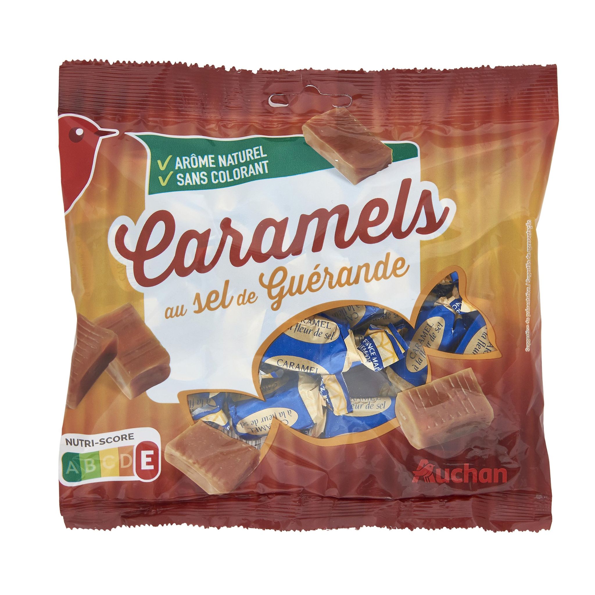 Voir la diapositive 2 : AUCHAN Bonbons au caramel au sel de Guérande 25 bonbons 200g