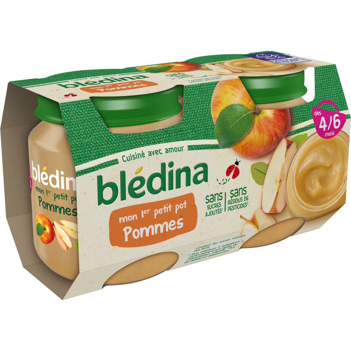 BLEDINA Mon 1er petit pot dessert aux pommes dès 4 mois 2x130g
