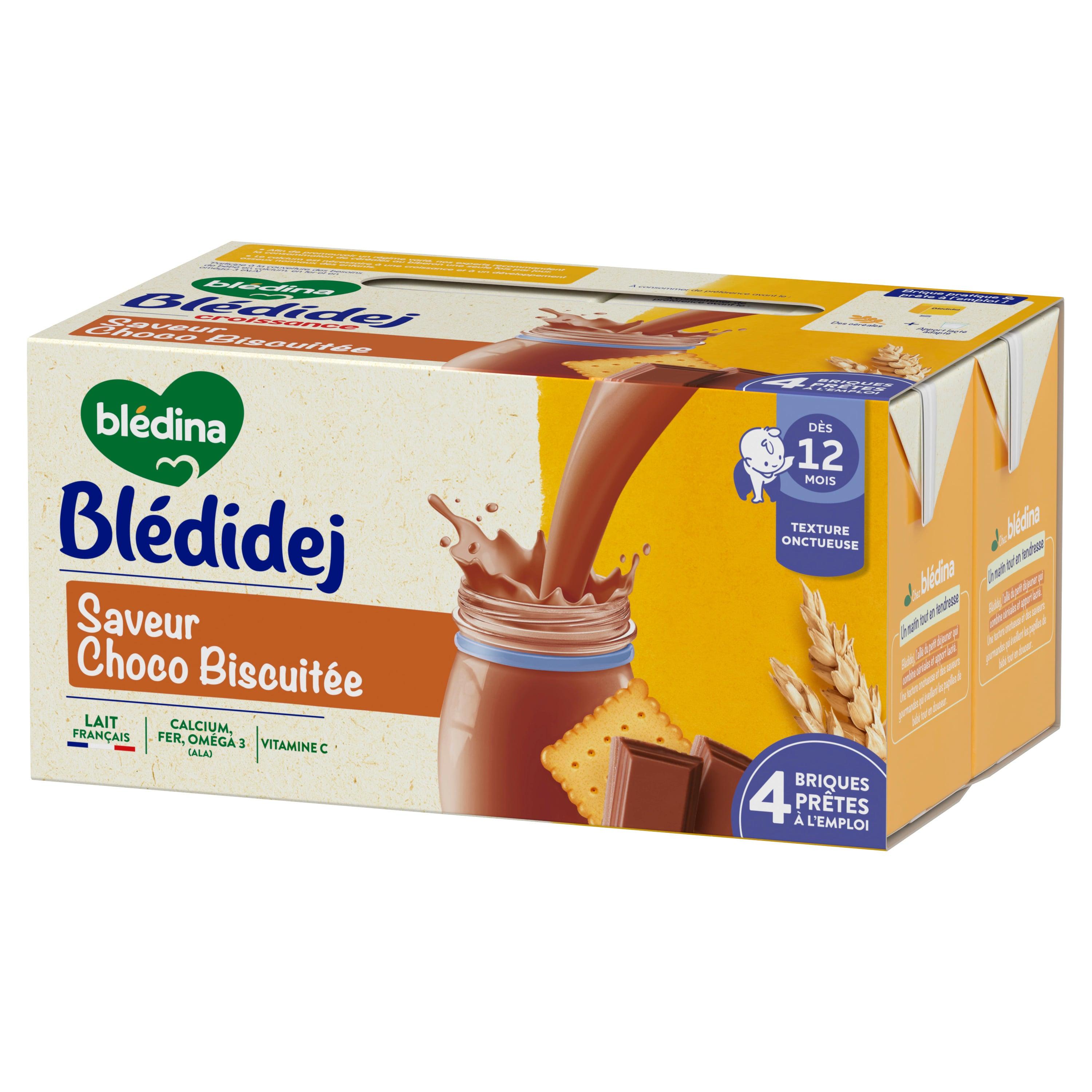 Voir la diapositive 2 : BLEDIDEJ Céréales lactées choco-biscuitée dès 12 mois 4x250ml
