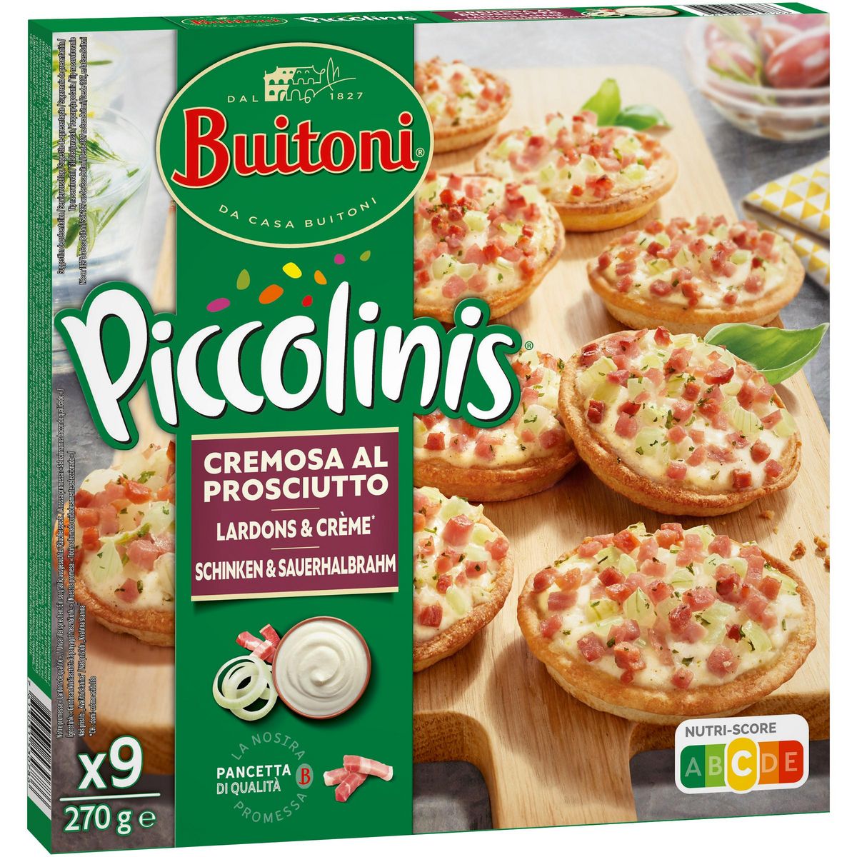 BUITONI Piccolinis - Mini flammekueche lardons et crème 9 pièces 270g