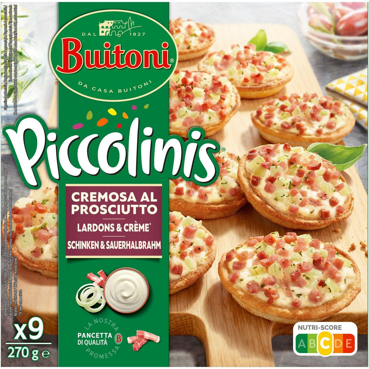 BUITONI Piccolinis - Mini flammekueche lardons et crème 9 pièces 270g