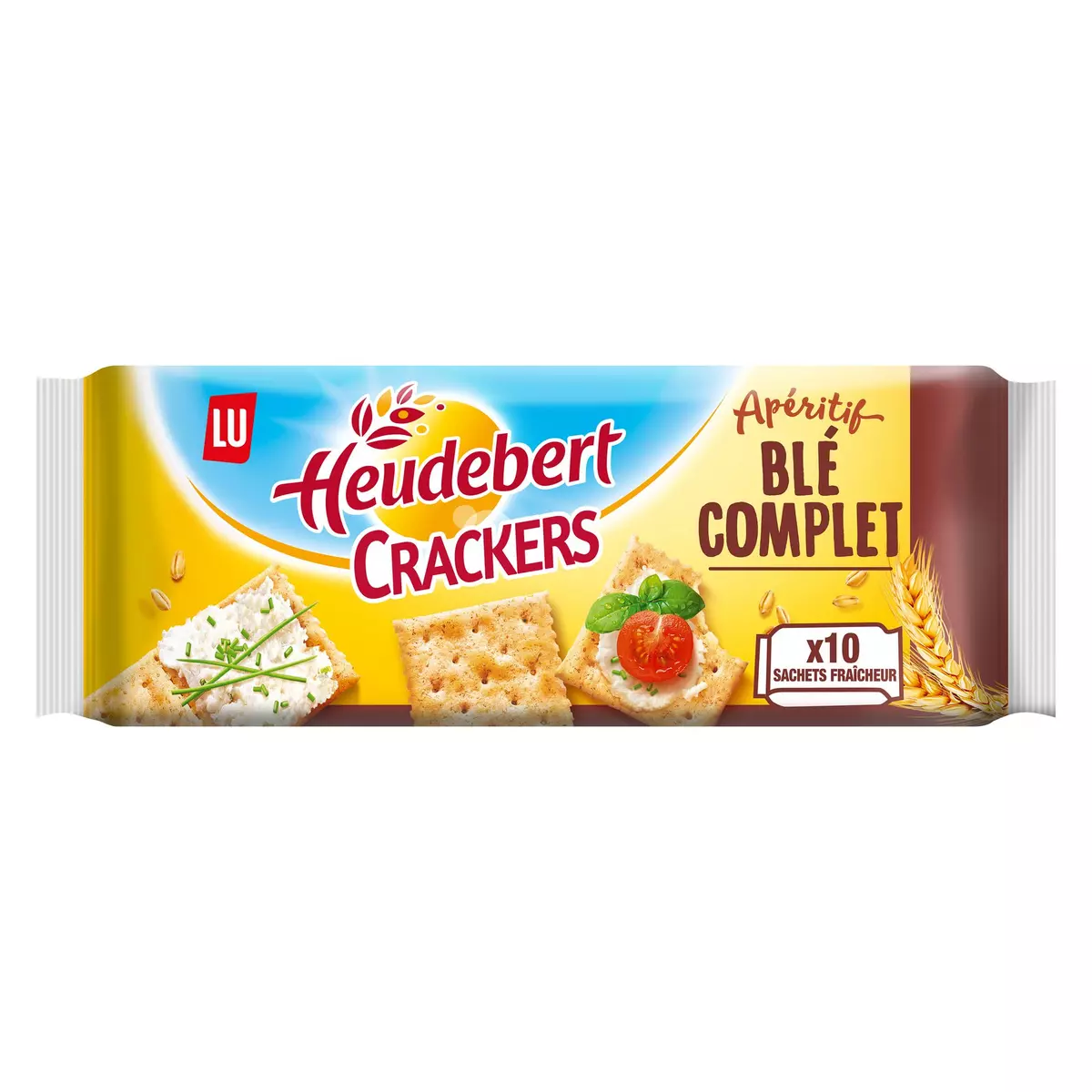 HEUDEBERT Crackers apéritifs au blé complet sachets fraîcheur 10 sachets 250g