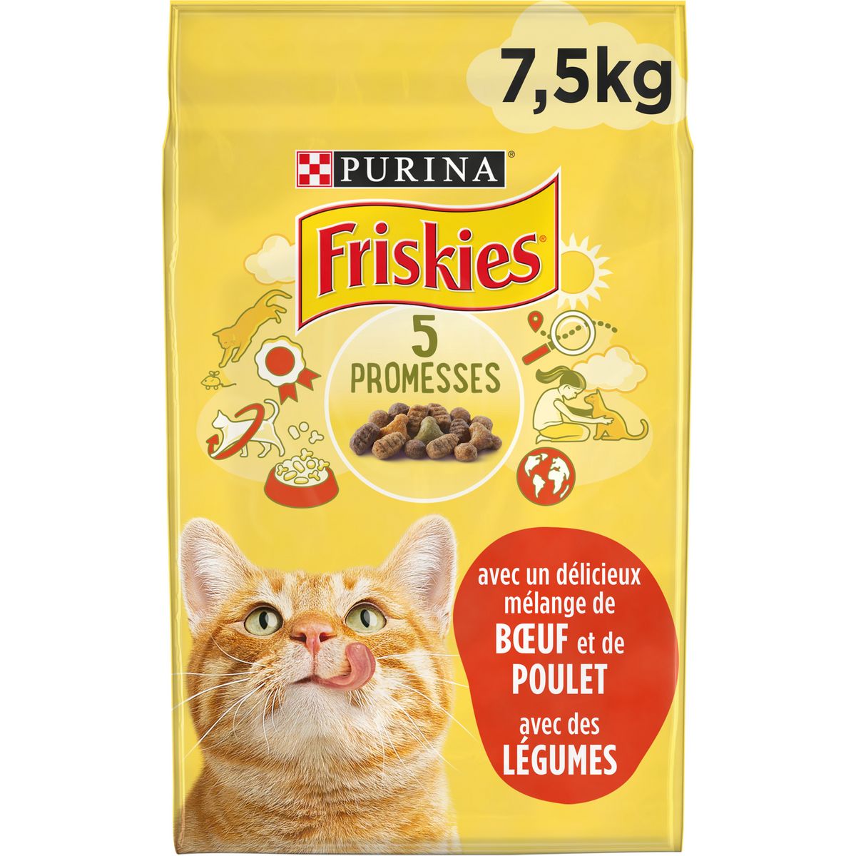 FRISKIES Croquettes au boeuf poulet et légumes pour chat 7,5kg