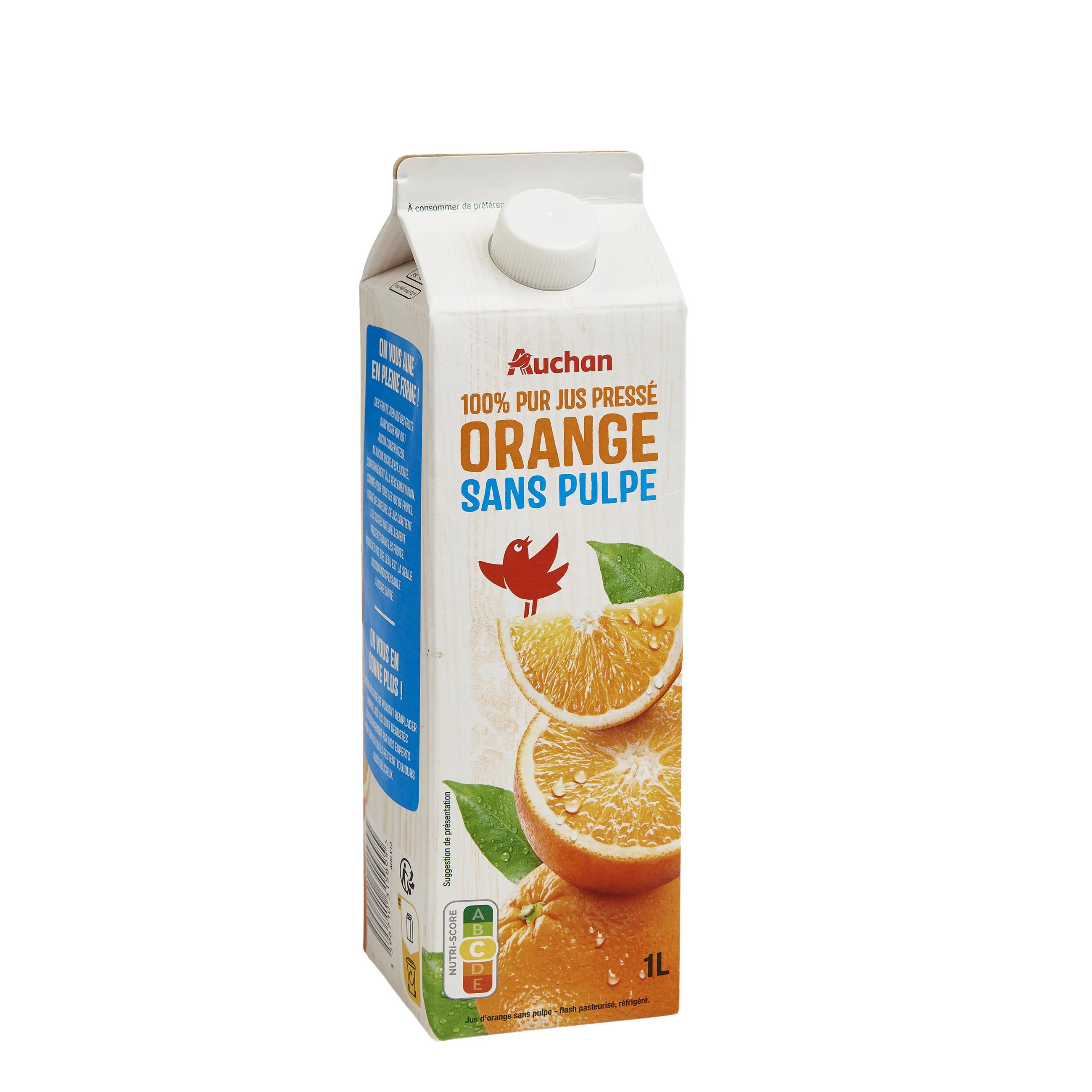 Voir la diapositive 2 : AUCHAN Pur jus d'orange sans pulpe 1L