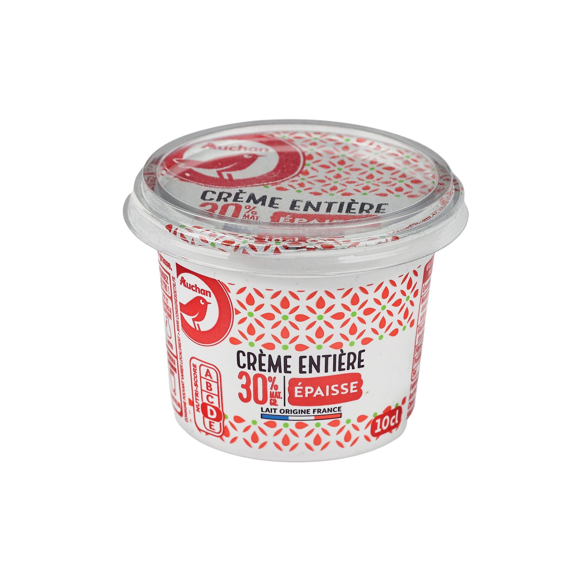 Voir la diapositive 3 : AUCHAN Crème fraîche épaisse entière 30%MG 10cl