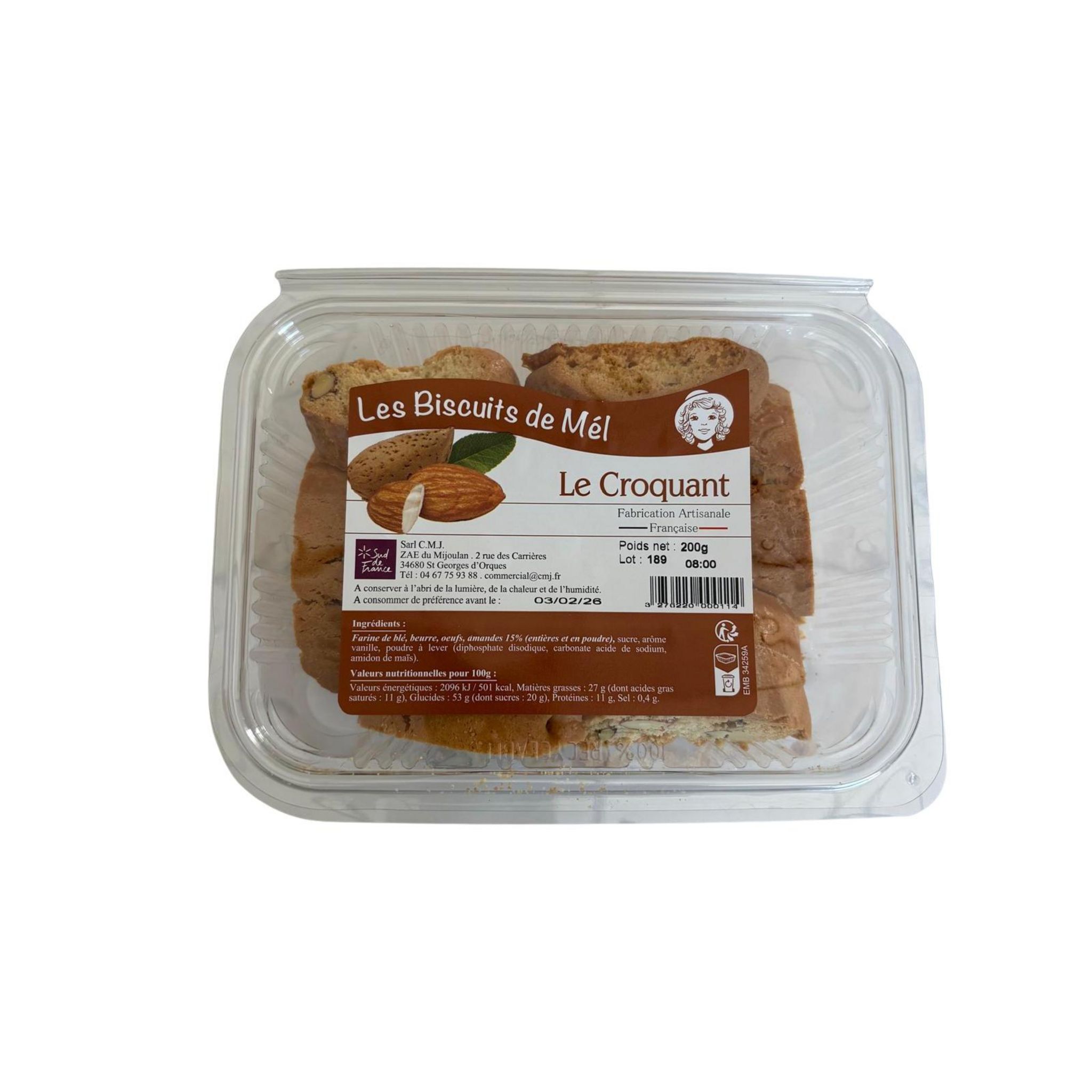 LES BISCUITS DE MÉL Croquant barquette 200 g