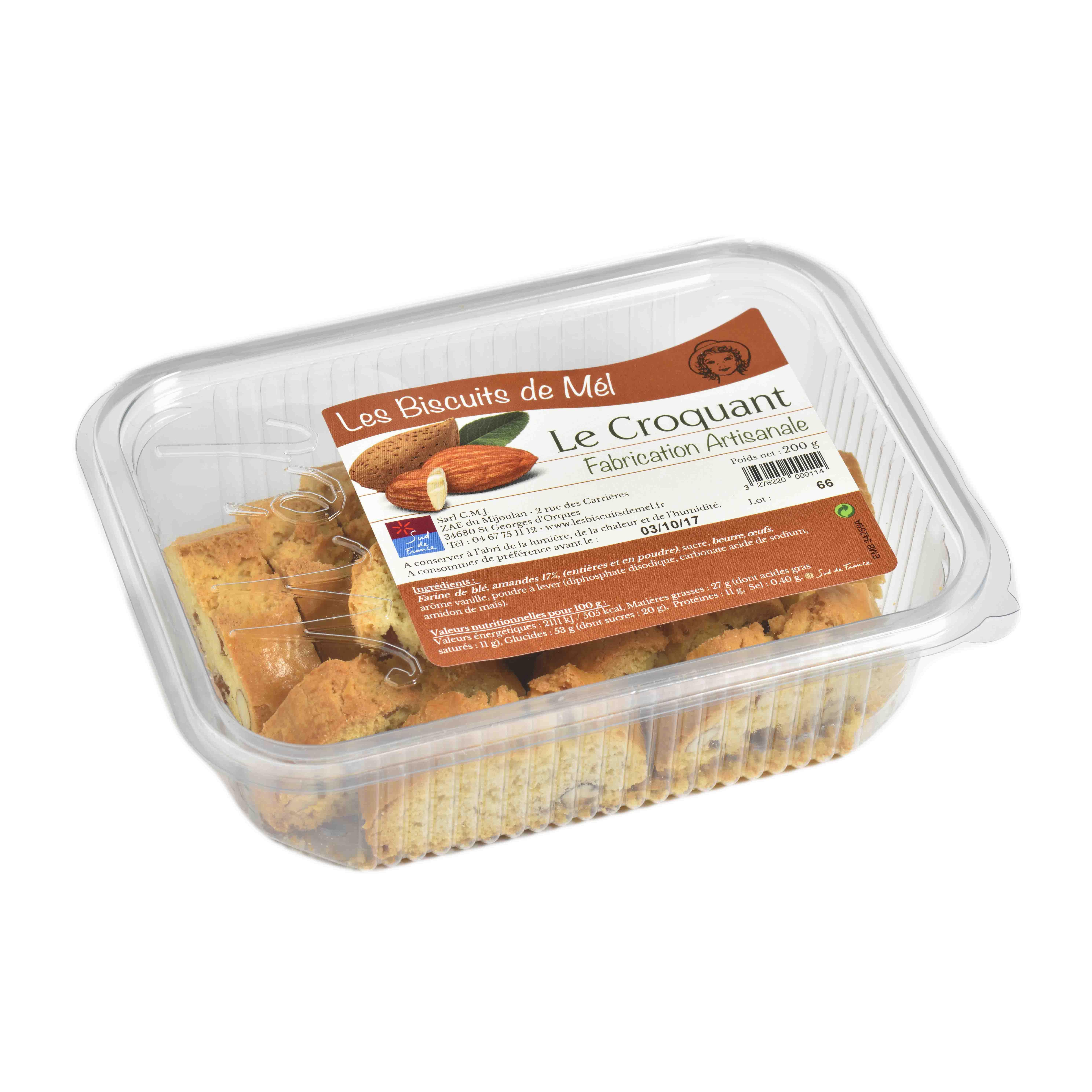 Voir la diapositive 2 : LES BISCUITS DE MÉL Croquant barquette 200 g