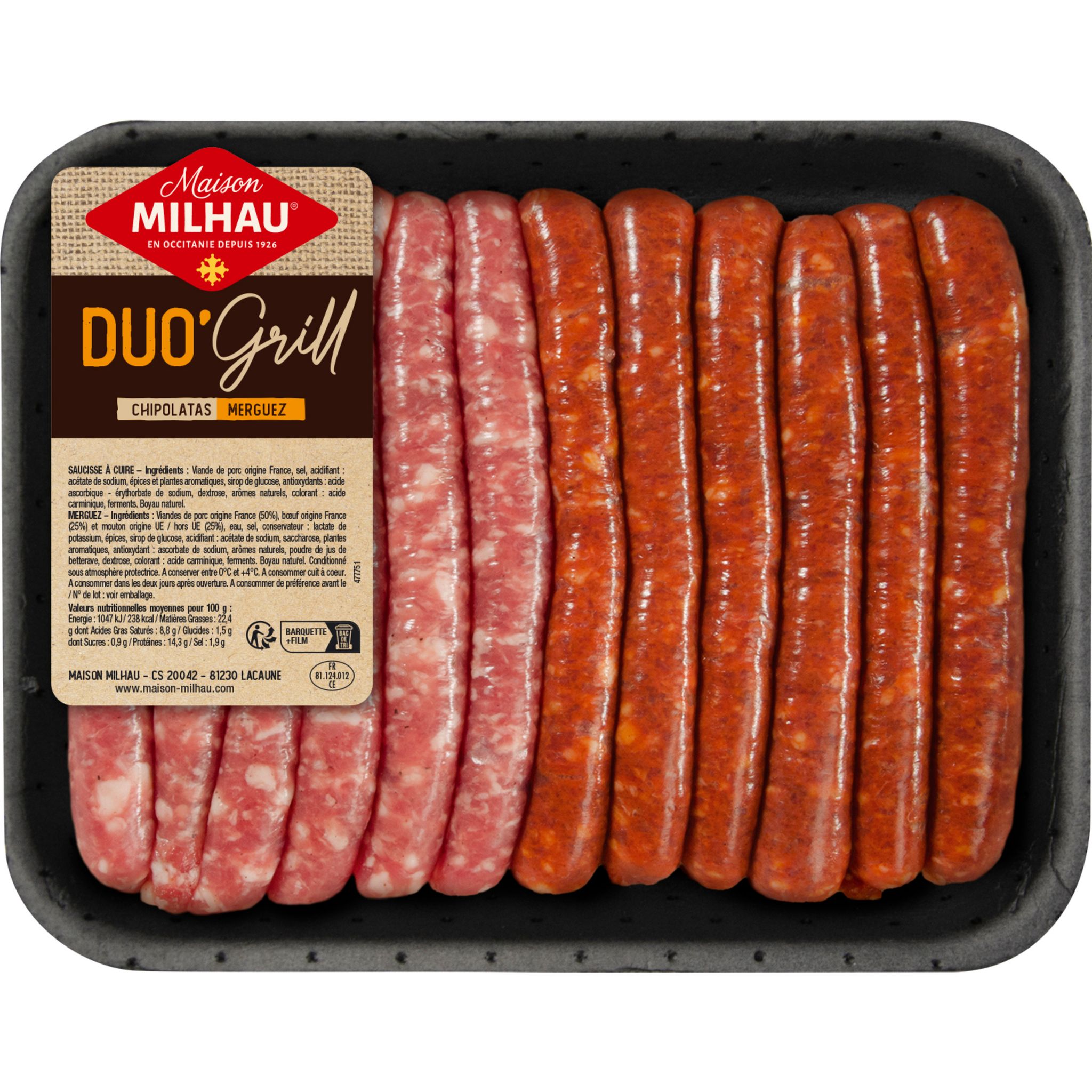 MAISON MILHAU Chipolatas et merguez 10 pièces 600g