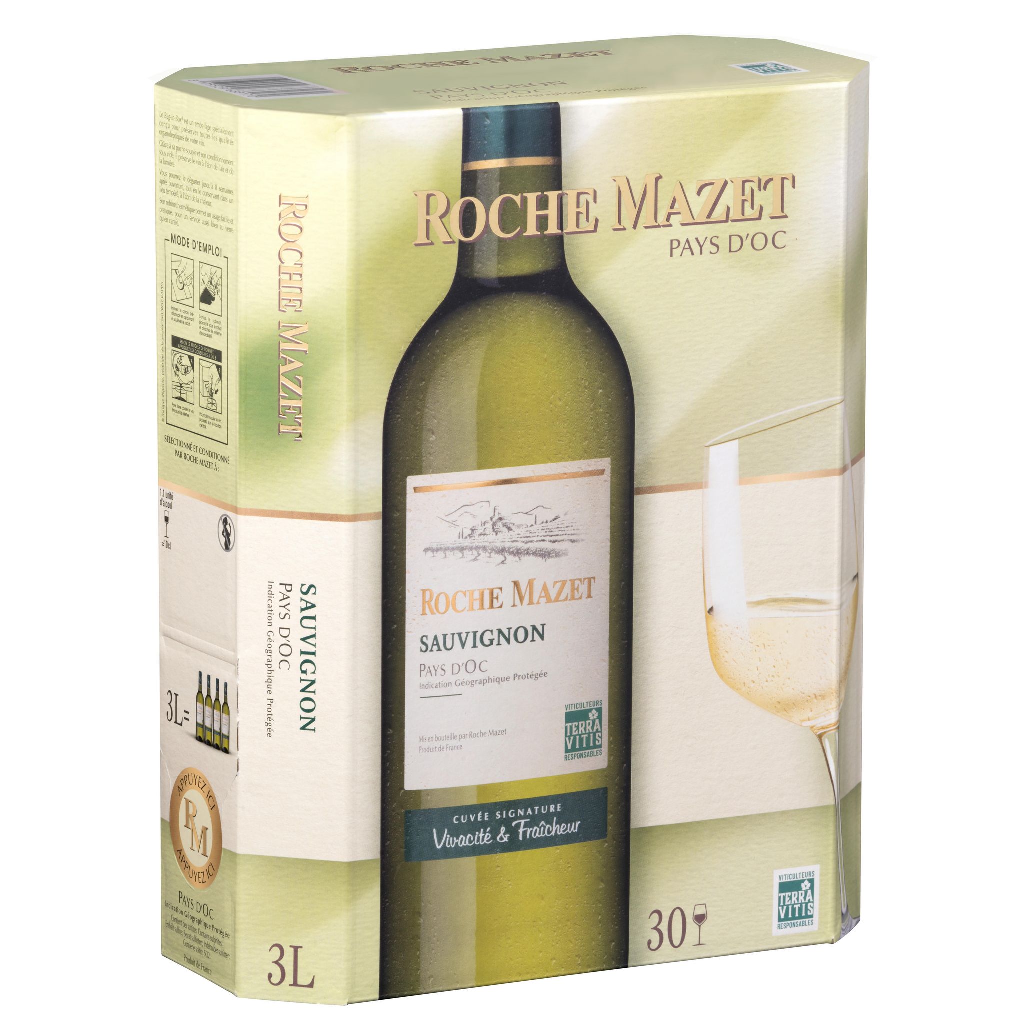 Voir la diapositive 2 : ROCHE MAZET IGP Pays d'Oc Sauvignon blanc BIB / CUBI 3L