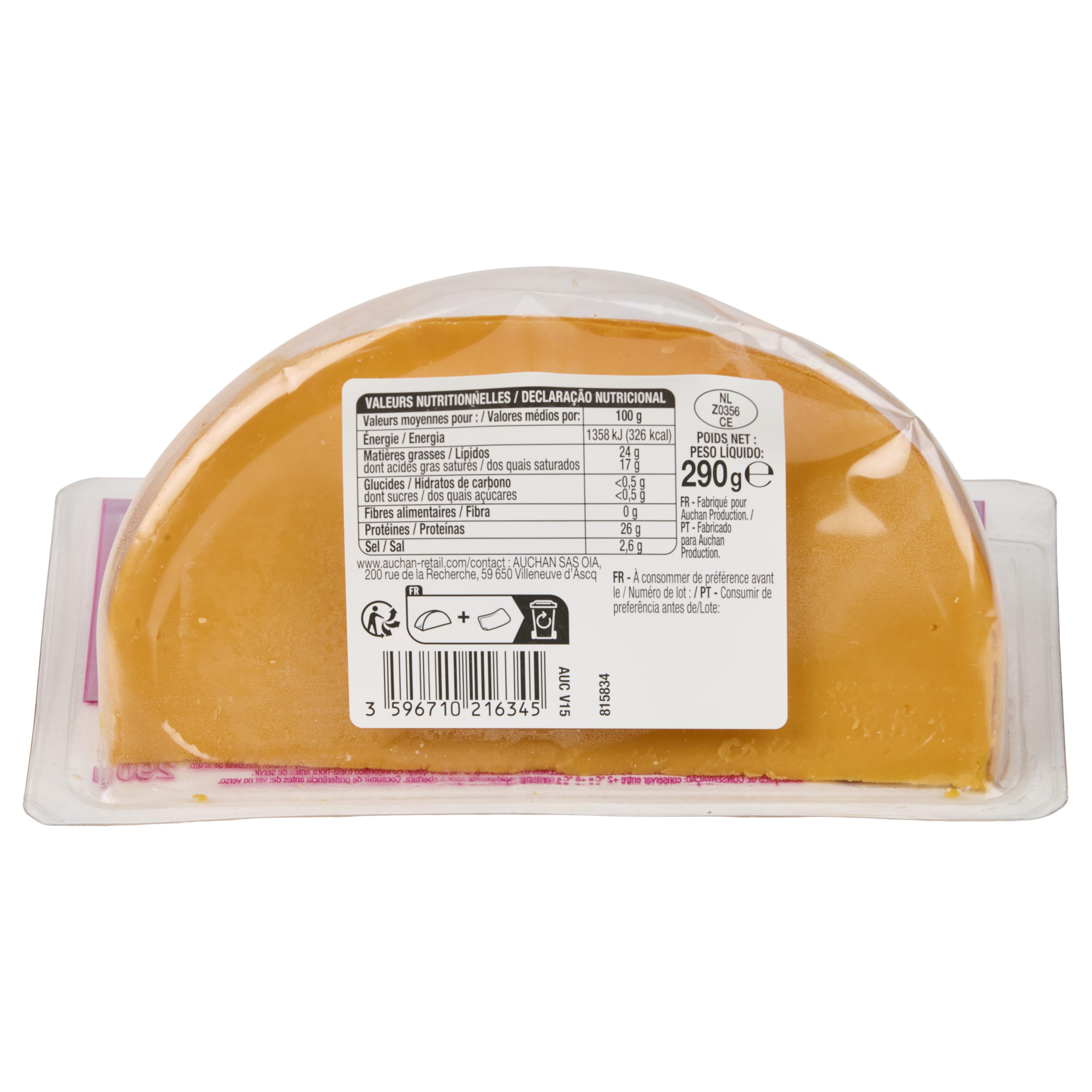 Voir la diapositive 2 : AUCHAN Mimolette jeune 290g