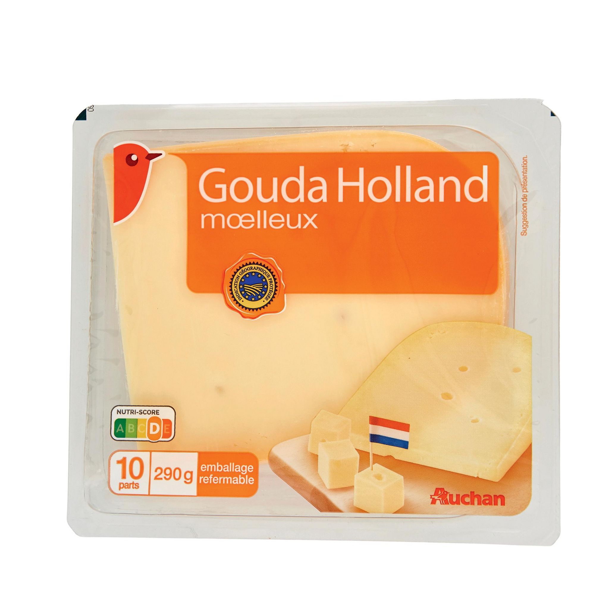 Voir la diapositive 2 : AUCHAN Gouda Holland moelleux IGP 290g