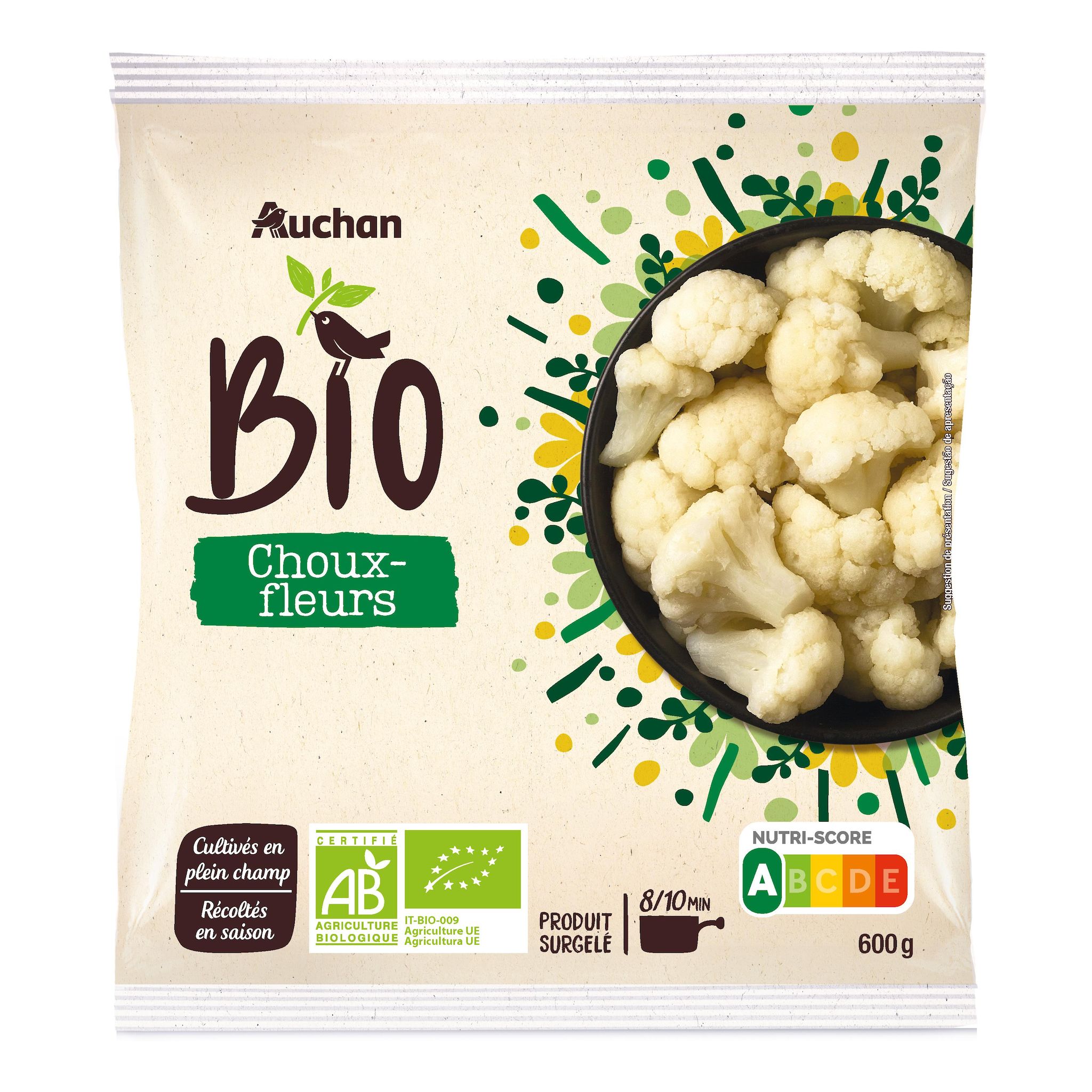 Voir la diapositive 3 : AUCHAN BIO Choux-fleurs 4 portions 600g