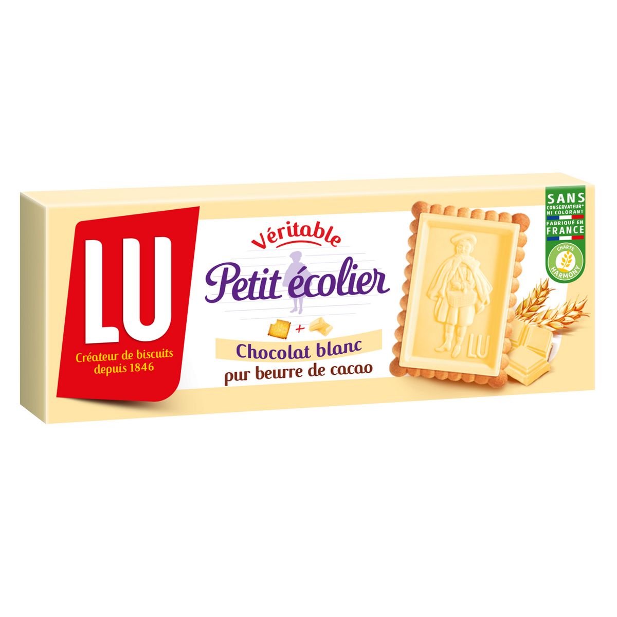 PETIT ECOLIER Biscuits avec tablette de chocolat blanc 12 biscuits 150g