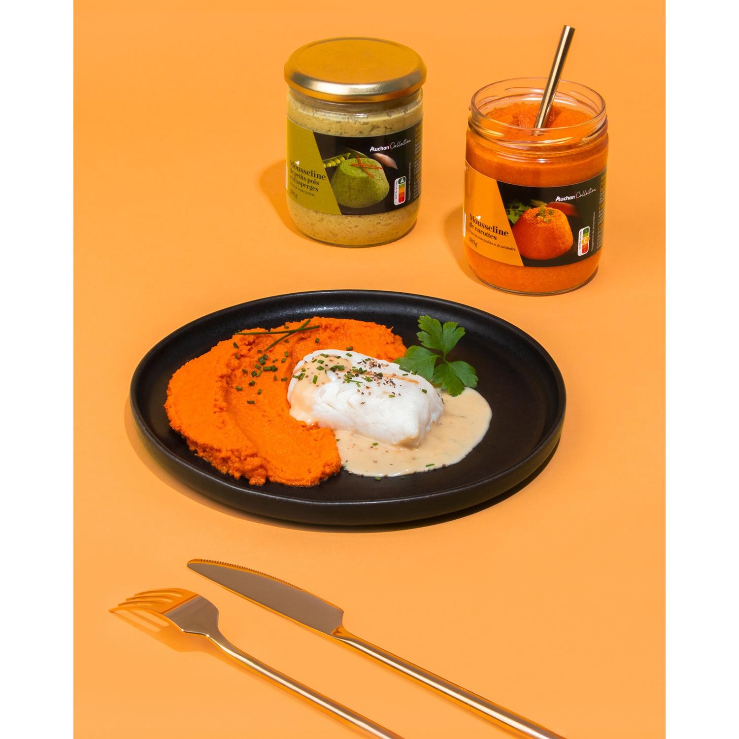 Voir la diapositive 2 : AUCHAN COLLECTION Mousseline de pois aux asperges à la crème fraîche 380g