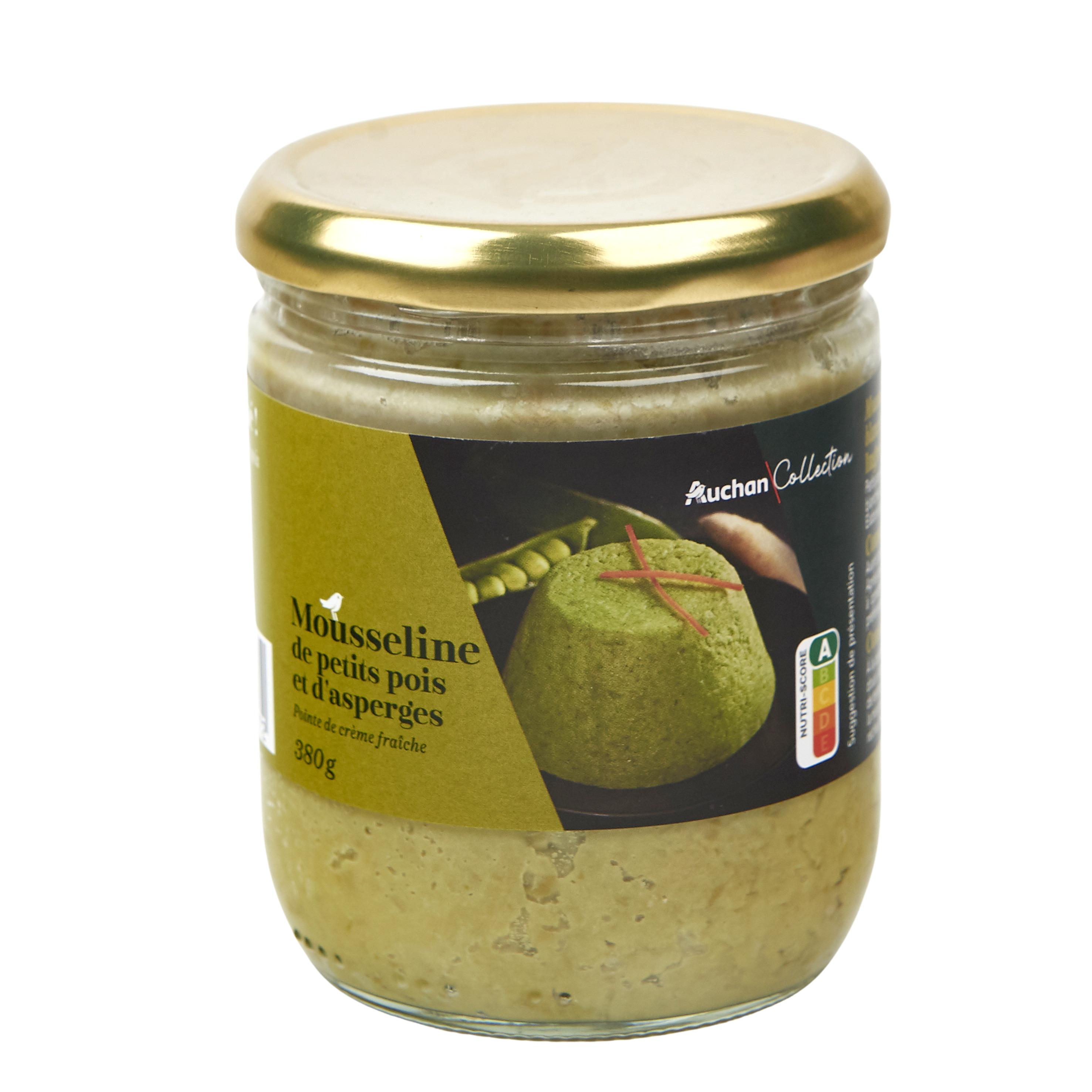 Voir la diapositive 3 : AUCHAN COLLECTION Mousseline de pois aux asperges à la crème fraîche 380g