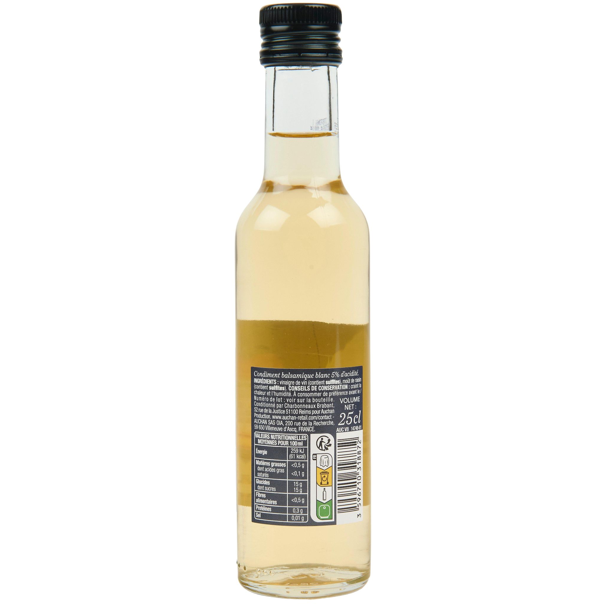 Voir la diapositive 3 : AUCHAN COLLECTION Condiment balsamique blanc 25cl