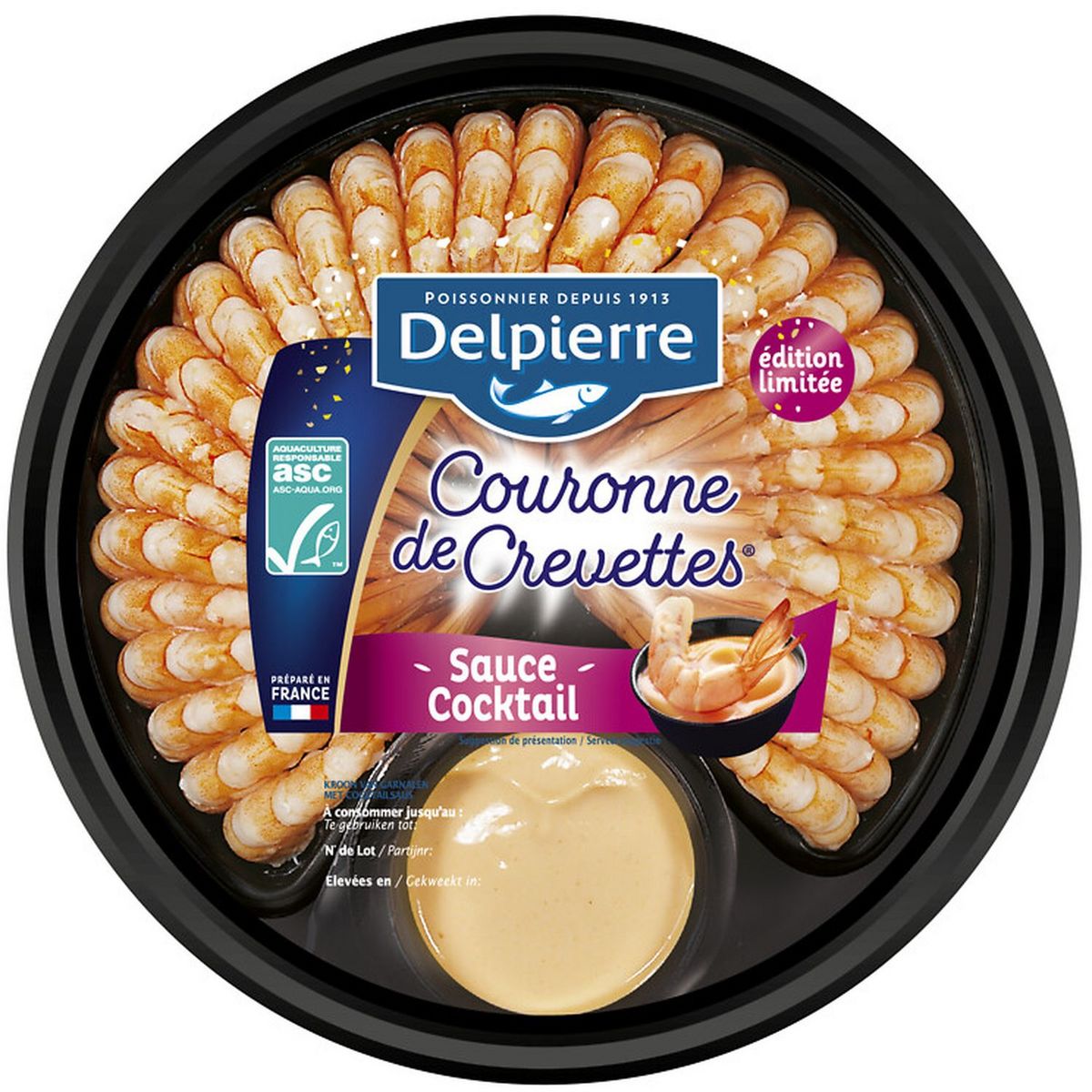 DELPIERRE Couronne de crevettes sauce cocktail ASC 190g
