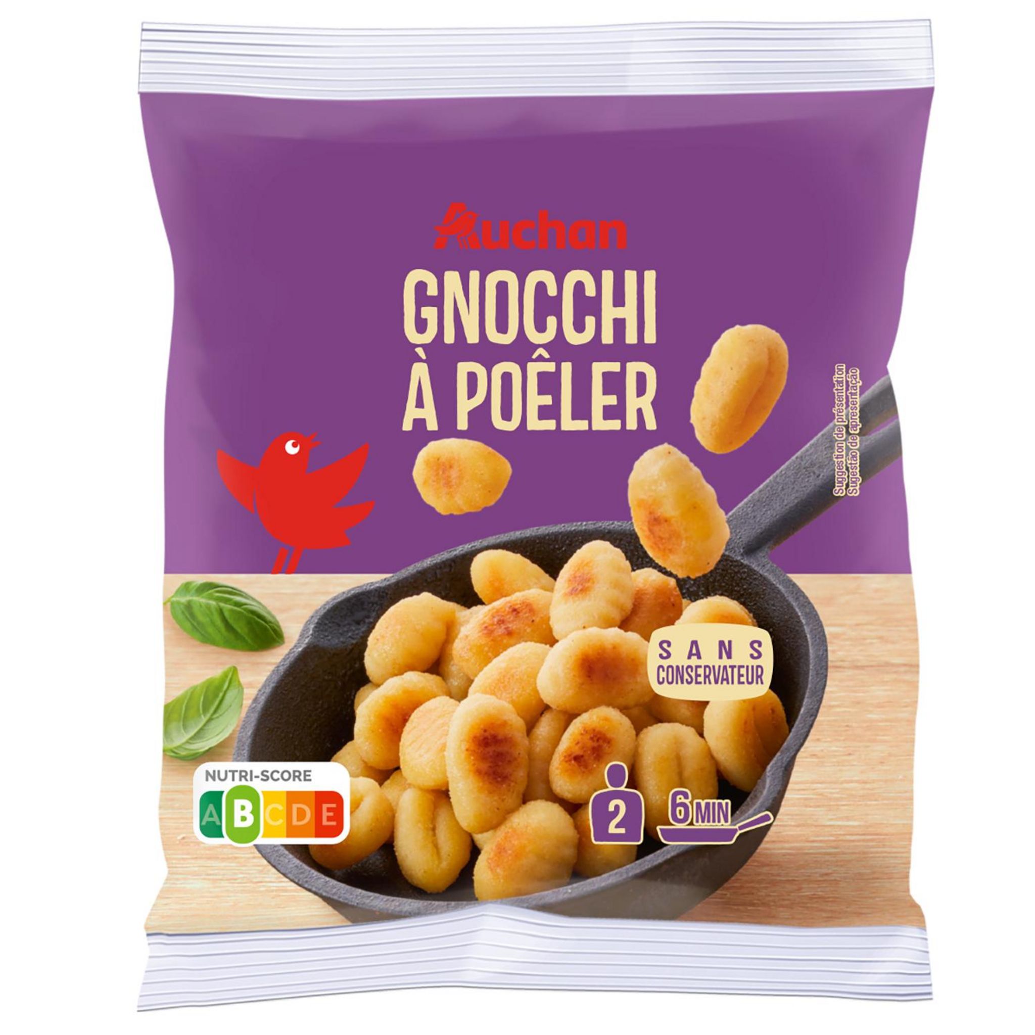 Voir la diapositive 2 : AUCHAN Gnocchi à poêler 2 parts 300g