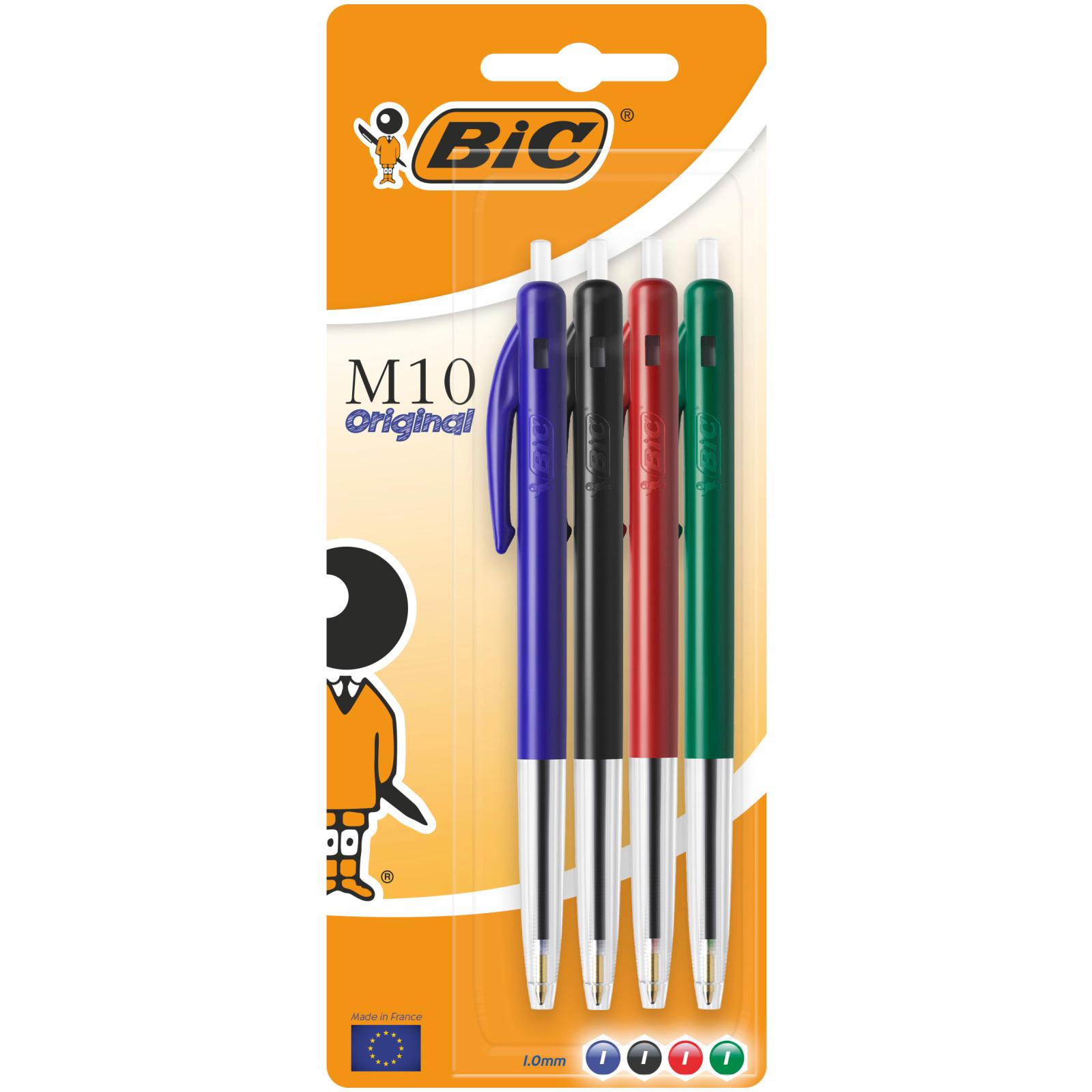 BIC Stylos Bille Clic x4 - Vert / Bleu / Rouge / Noir