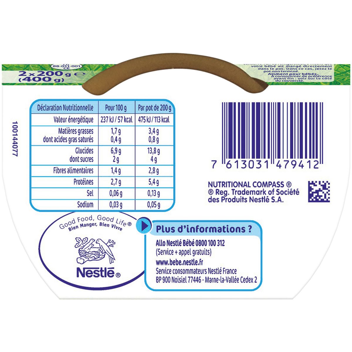 NESTLE Naturnes bol jardinière de légumes et veau dès 6 mois 2x200g