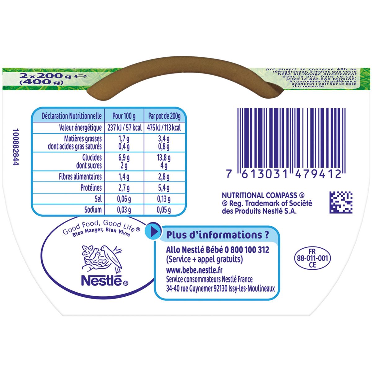 NESTLE Naturnes bol jardinière de légumes et veau dès 6 mois 2x200g