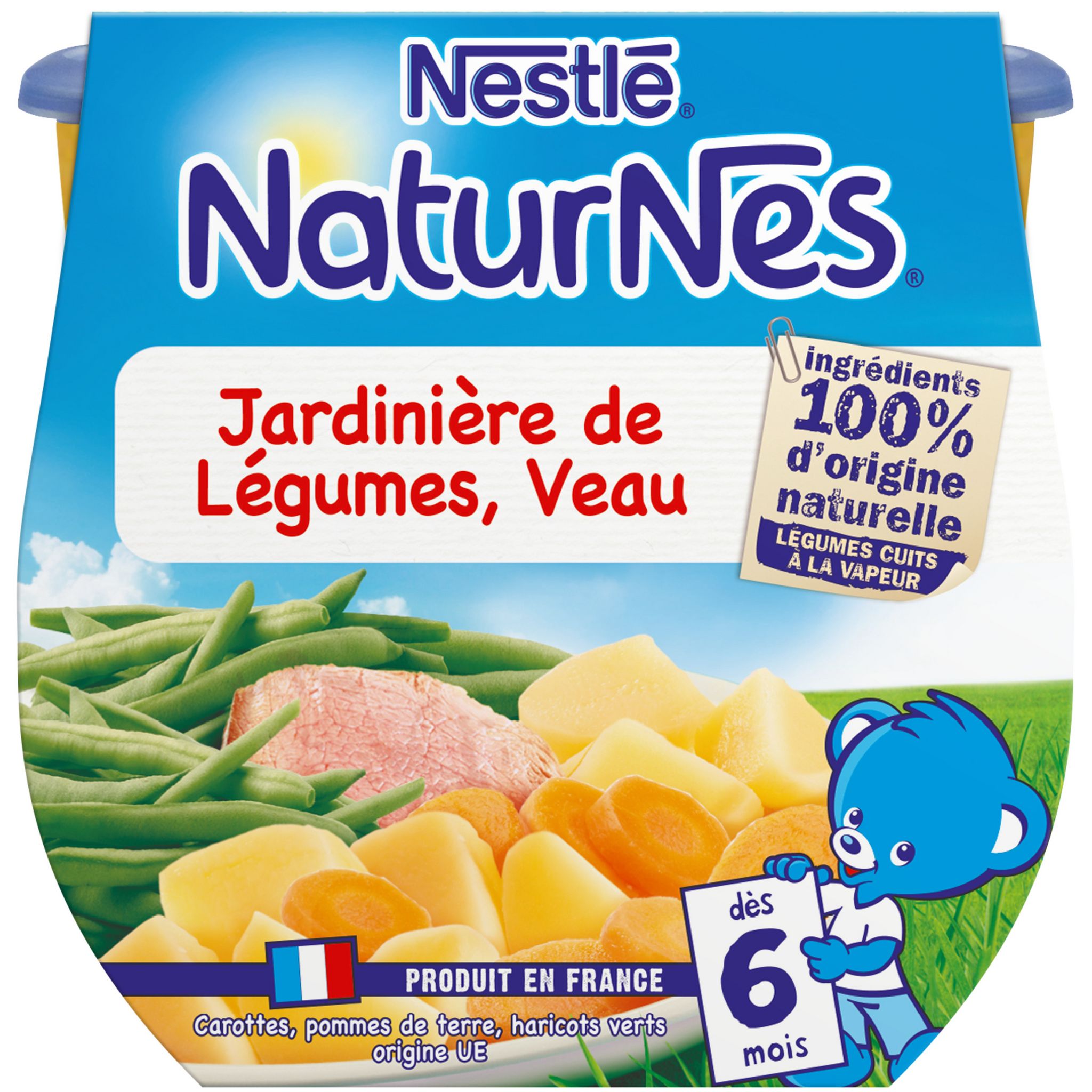 Voir la diapositive 7 : NESTLE Naturnes bol jardinière de légumes et veau dès 6 mois 2x200g