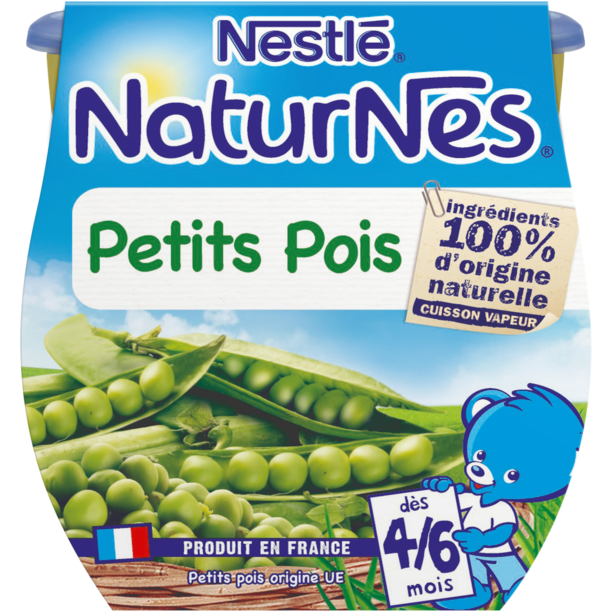 Voir la diapositive 2 : NATURNES Bol aux petits pois dès 4 mois 2x130g