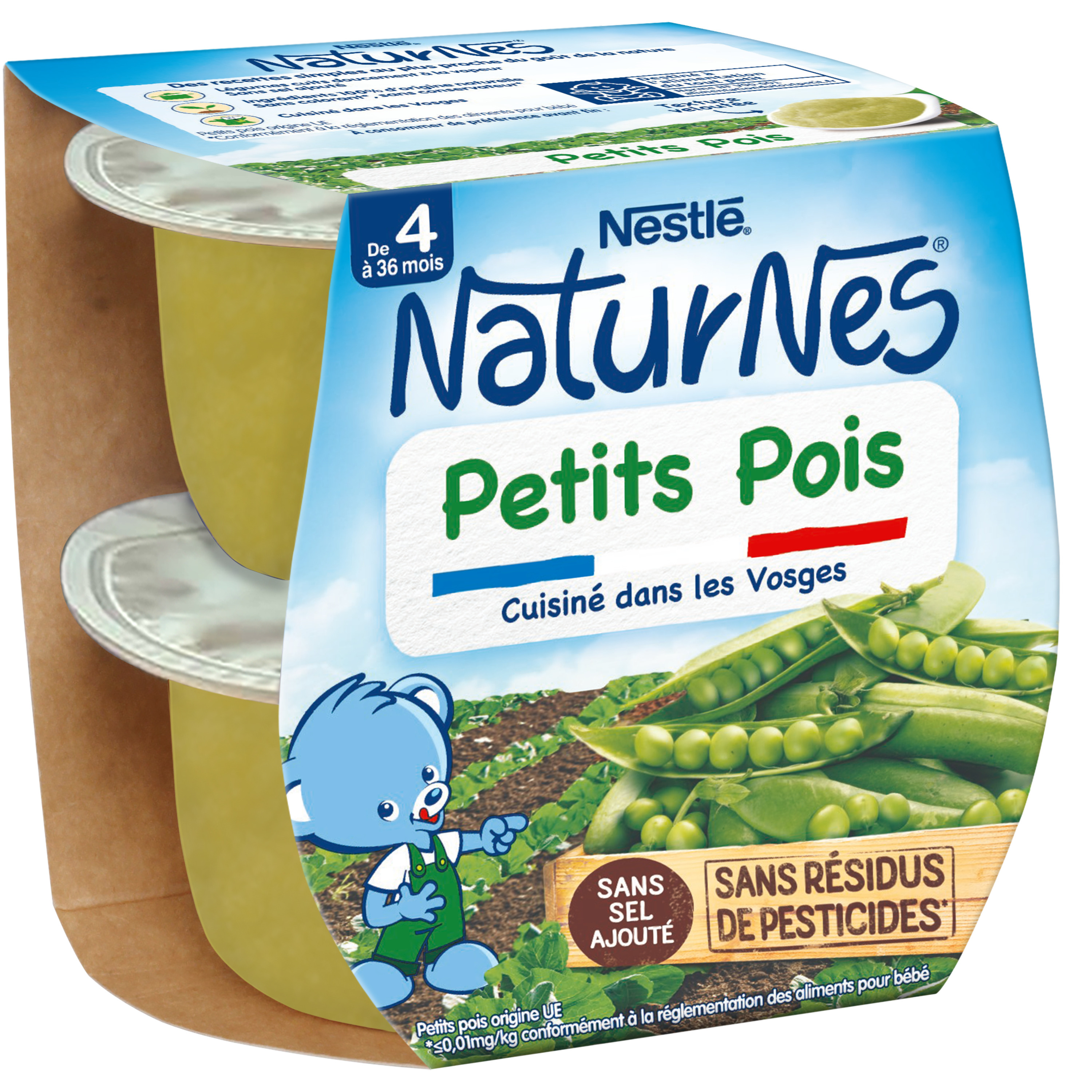 Voir la diapositive 3 : NATURNES Bol aux petits pois dès 4 mois 2x130g