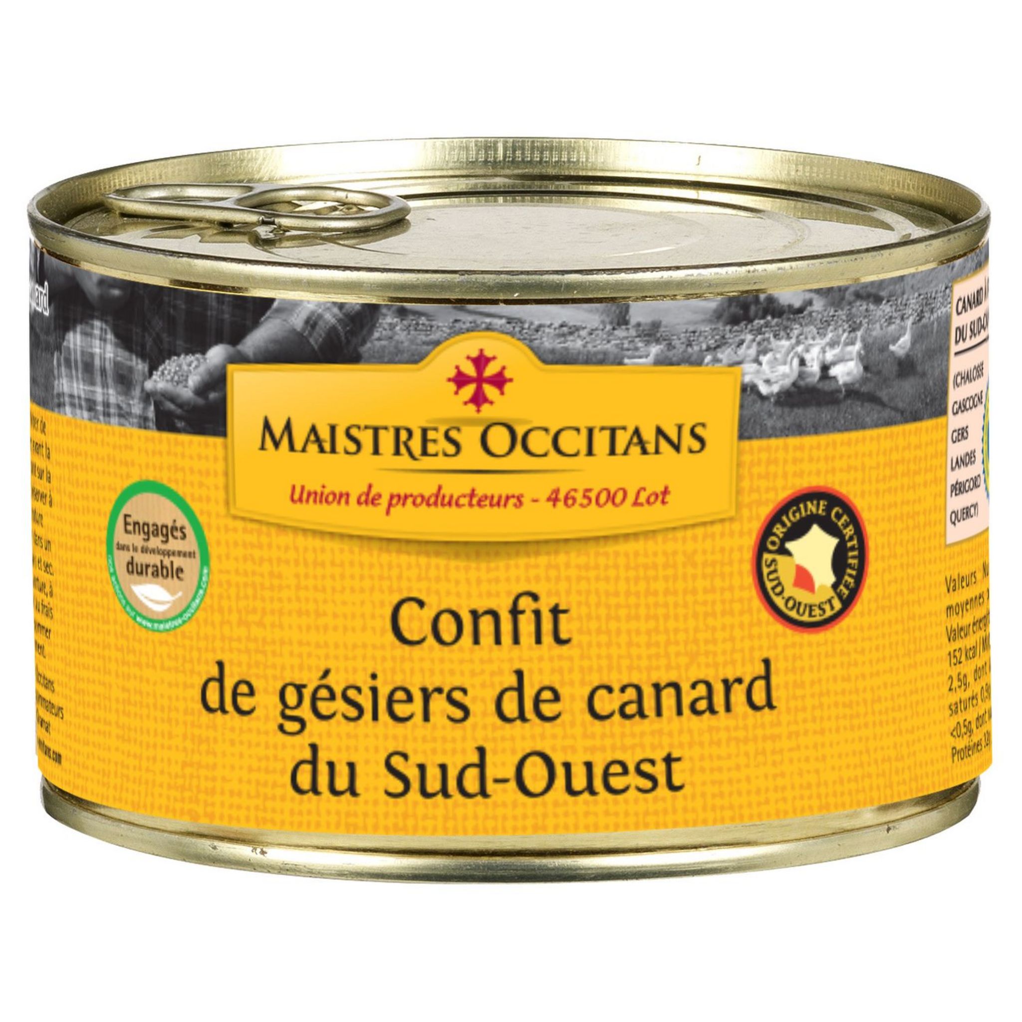 MAISTRES OCCITANS Confit de gésiers de canard de Sud-Ouest 380g