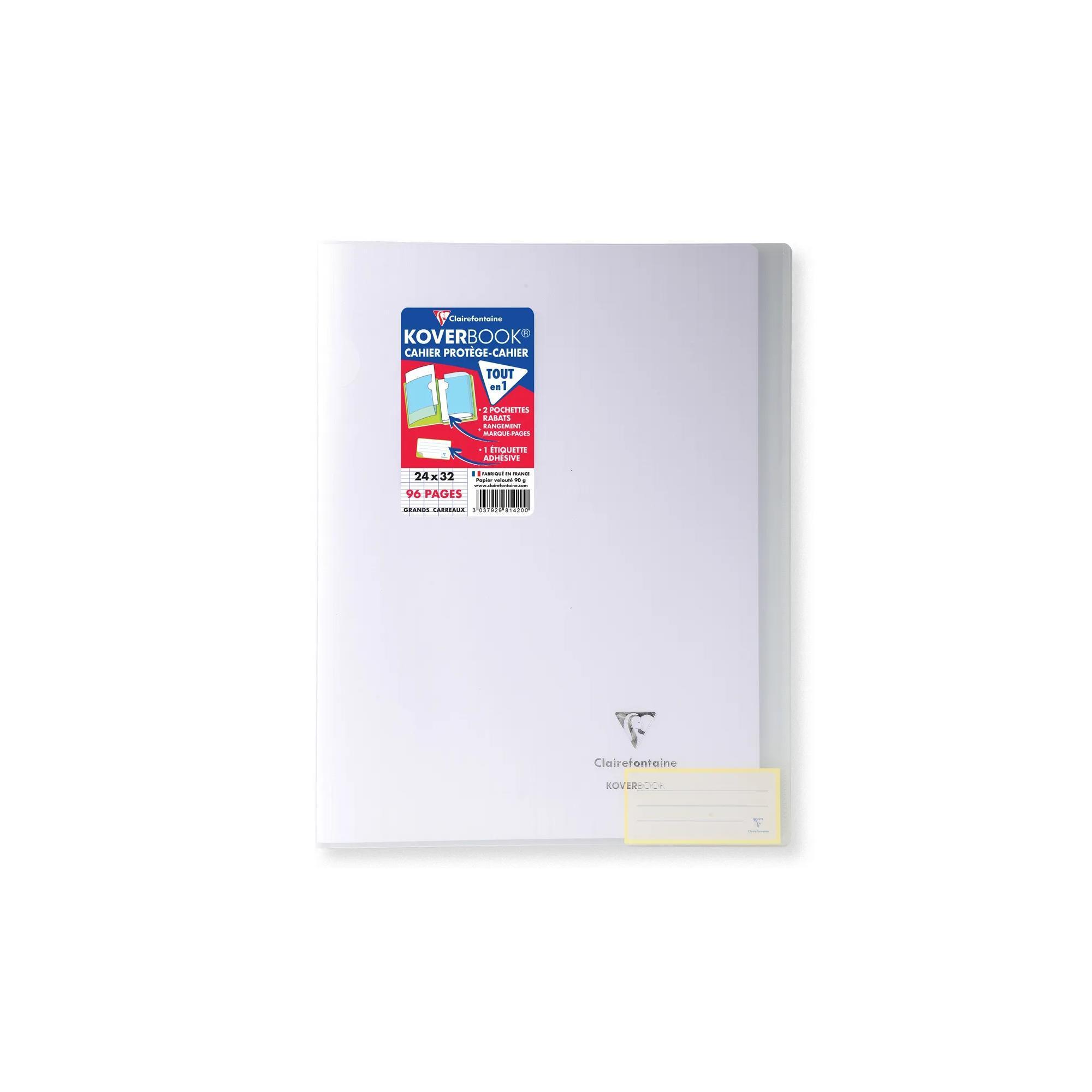 CLAIREFONTAINE Cahier koverbook translucide 24x32cm 96 pages grands carreaux