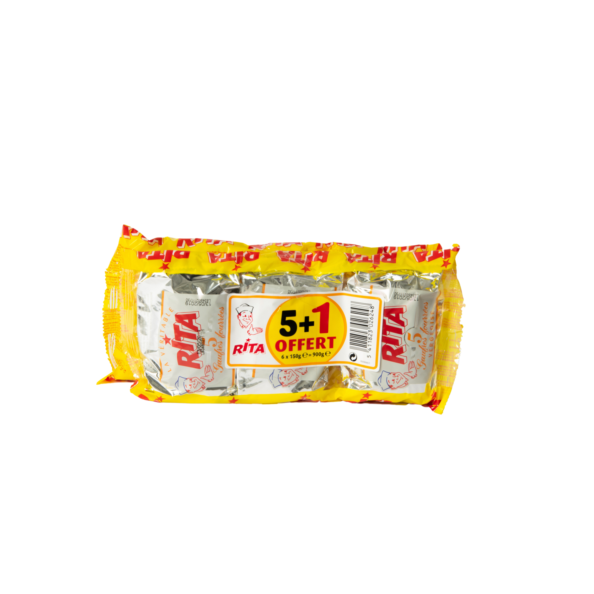 Voir la diapositive 4 : RITA Gaufres fourrées à la vergeoise  5x150g+150g offert
