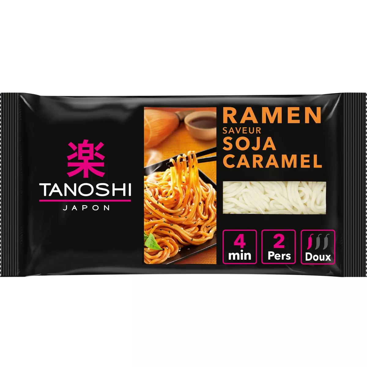 TANOSHI Ramen nouilles asiatiques précuites saveur soja caramel en sachet 2 personnes 360g