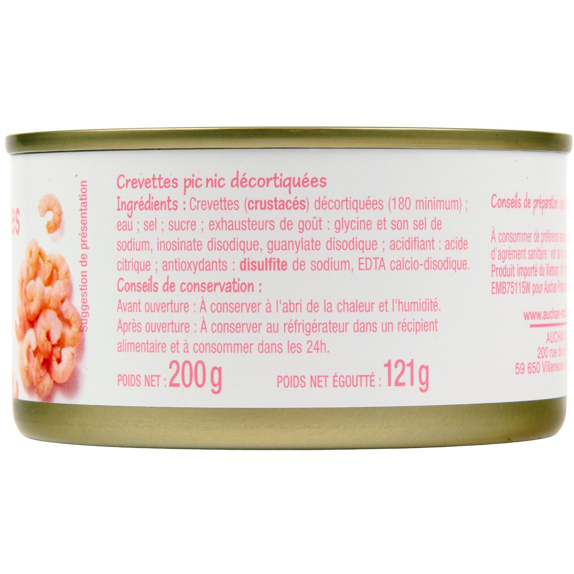 Voir la diapositive 4 : POUCE Crevettes pic nic décortiquées 121g