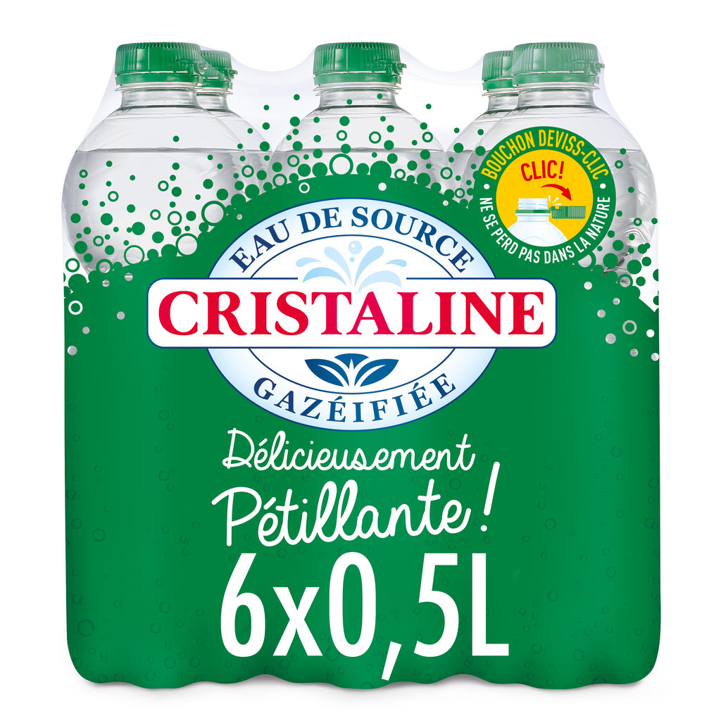 CRISTALINE Eau de source gazeuse bouteilles 6x50cl