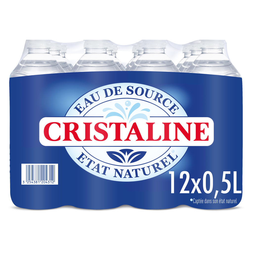 CRISTALINE Eau de source plate bouteilles 12x50cl
