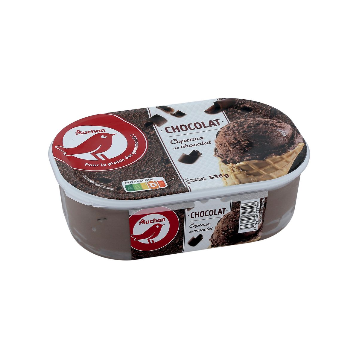 AUCHAN Glace au chocolat avec copeaux 536g