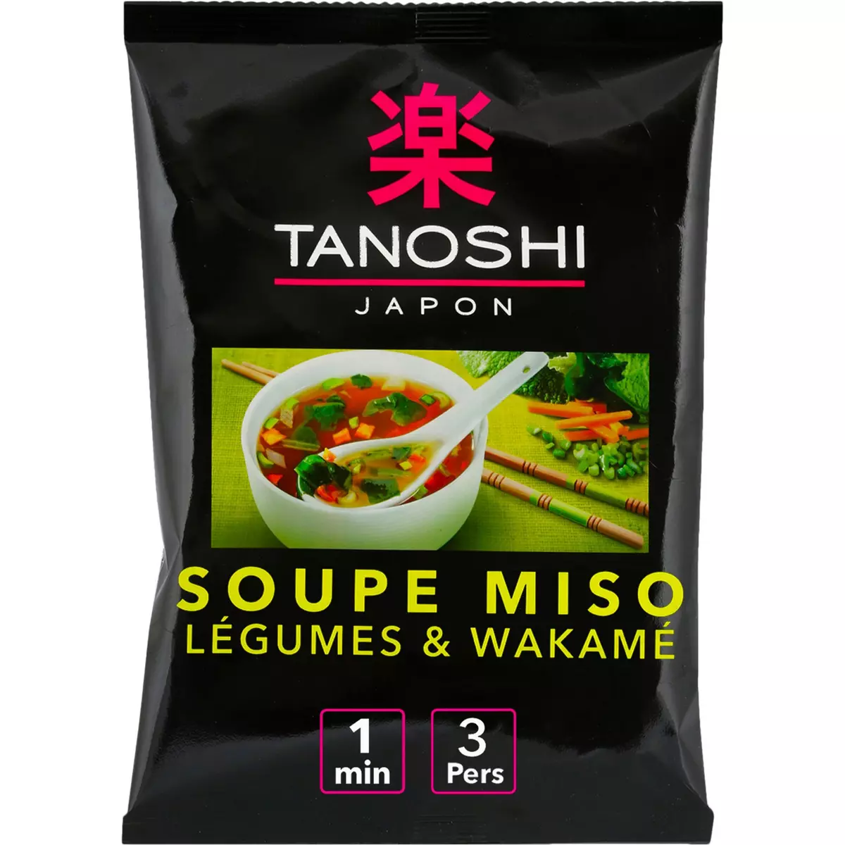 TANOSHI Soupe miso instantanée légumes et wakamé  3 personnes 65g