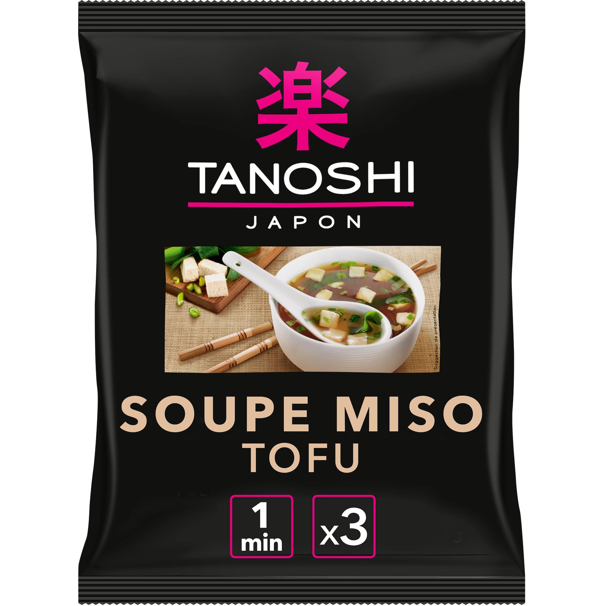 Voir la diapositive 3 : TANOSHI Soupe miso instantanée au tofu en sachet 3 portions 60,9g