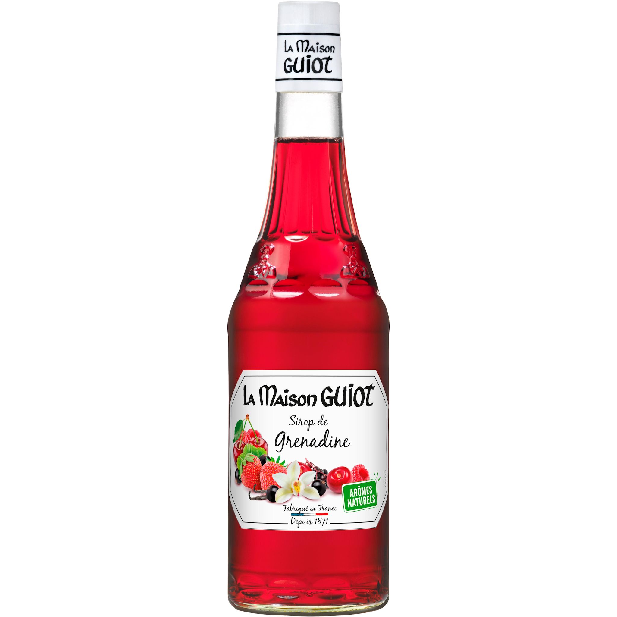 Voir la diapositive 2 : LA MAISON GUIOT Sirop de grenadine arômes naturels bouteille verre 70cl