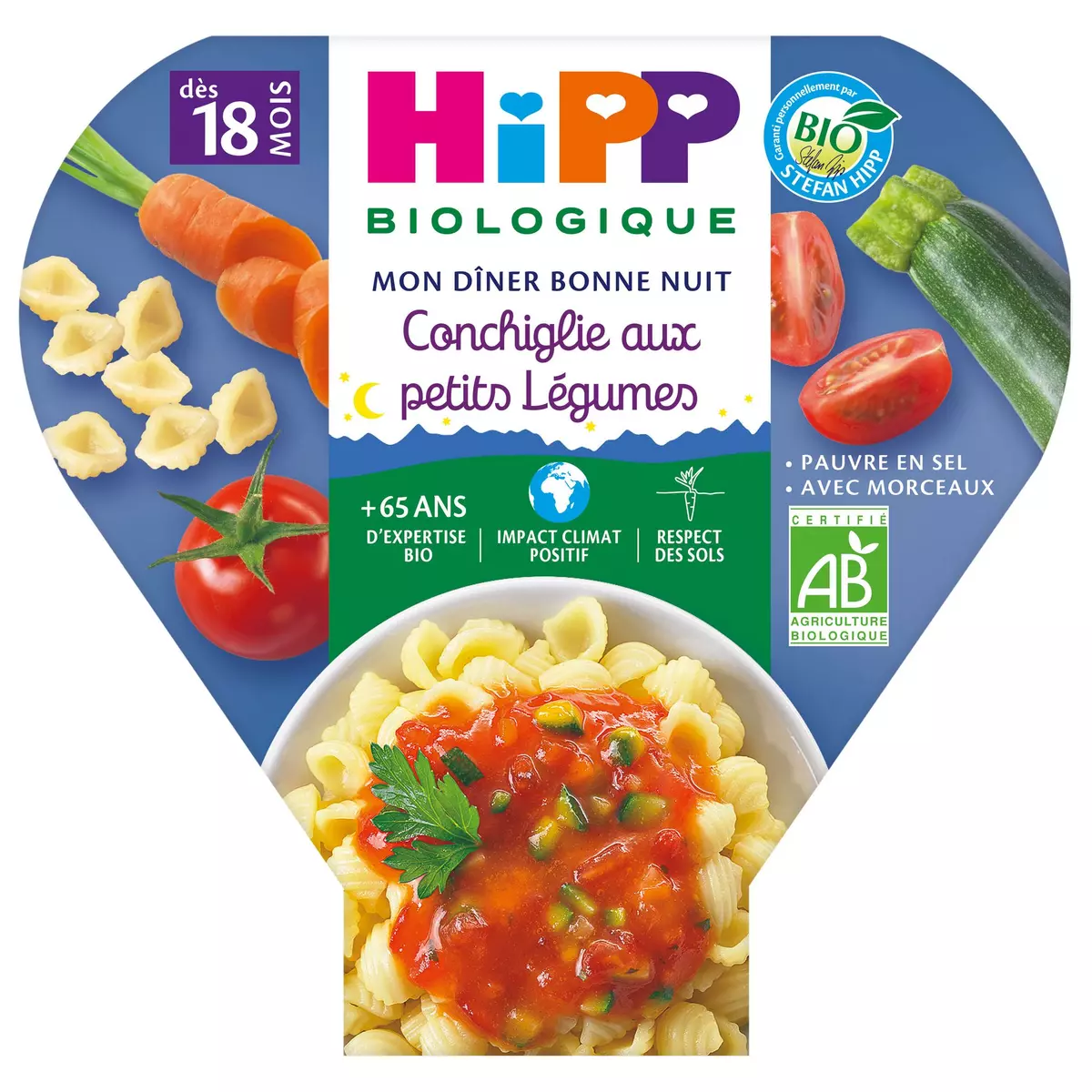 HIPP Mon dîner conchiglie aux petits légumes bio dès 18 mois 260g