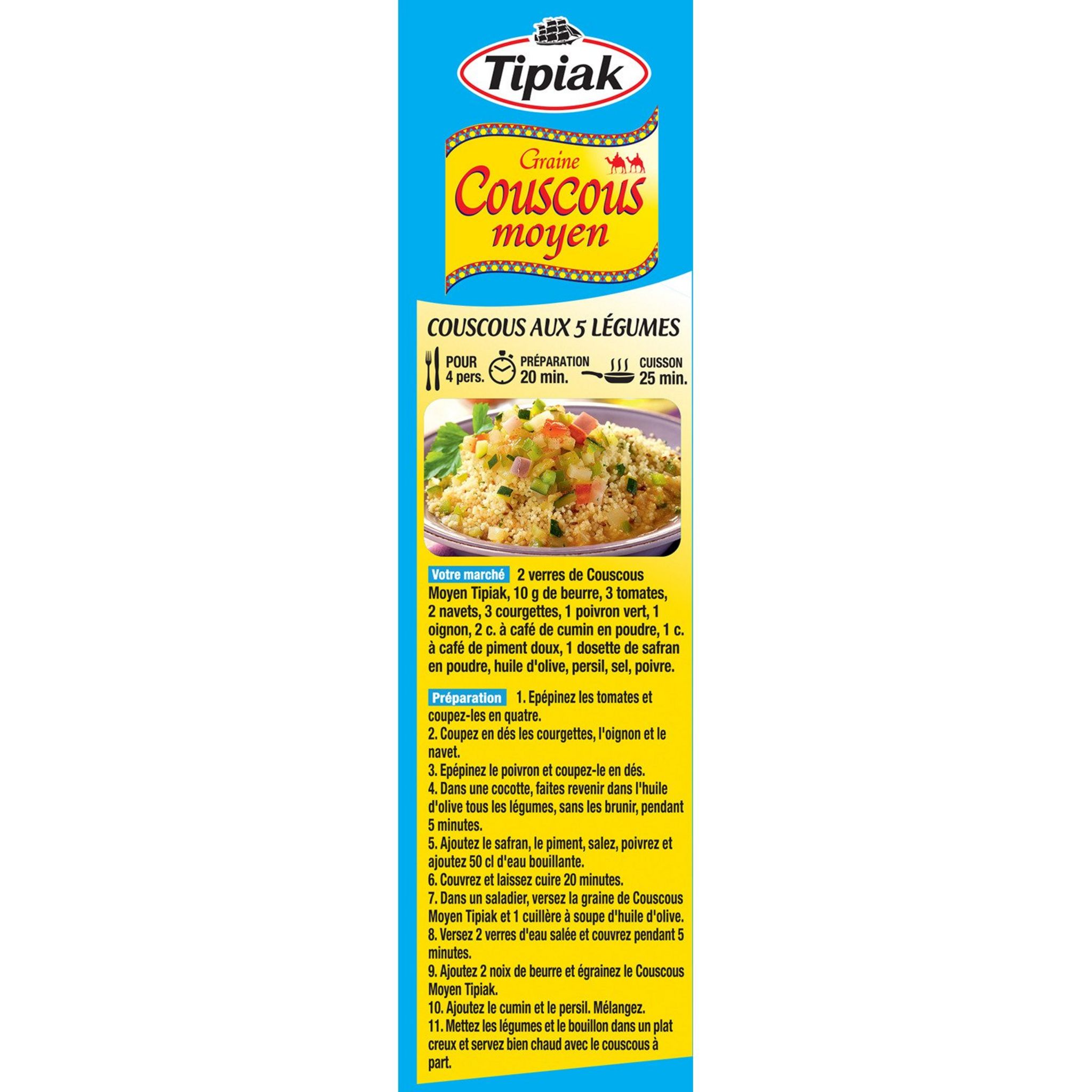 Voir la diapositive 3 : TIPIAK Couscous moyen 500g