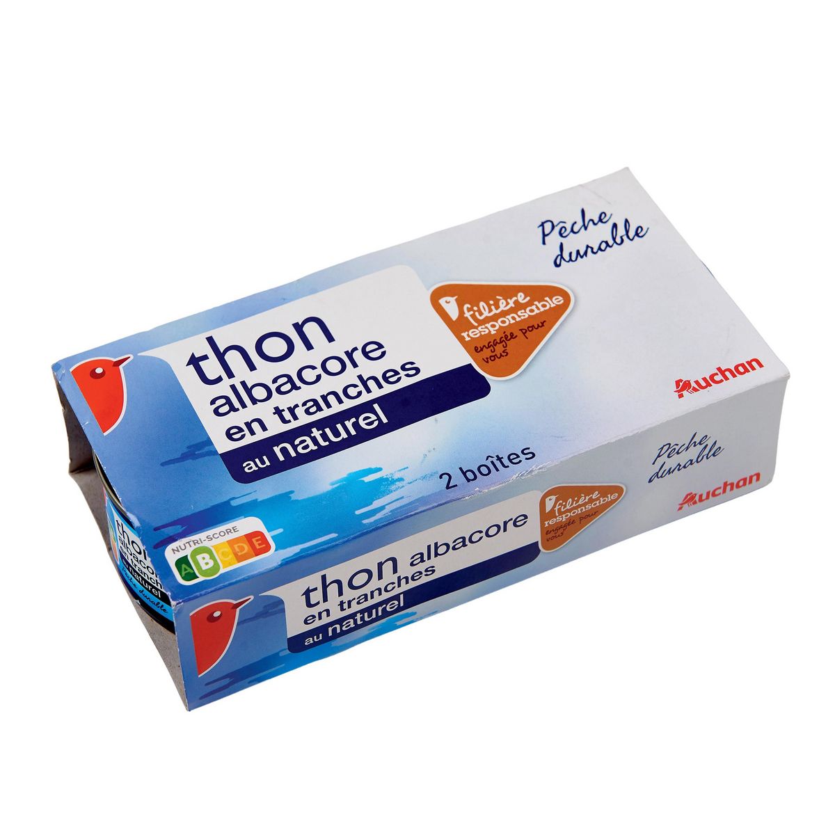AUCHAN CULTIVONS LE BON thon albacore en tranches au naturel  2x140g