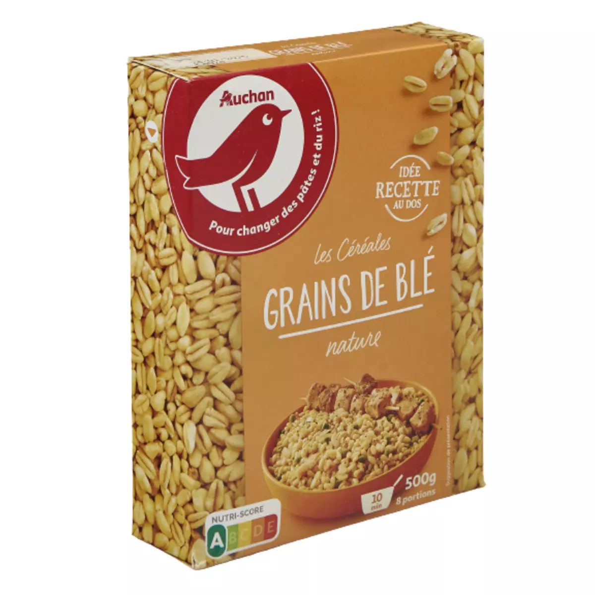AUCHAN Grains de blé nature 8 portions 500g