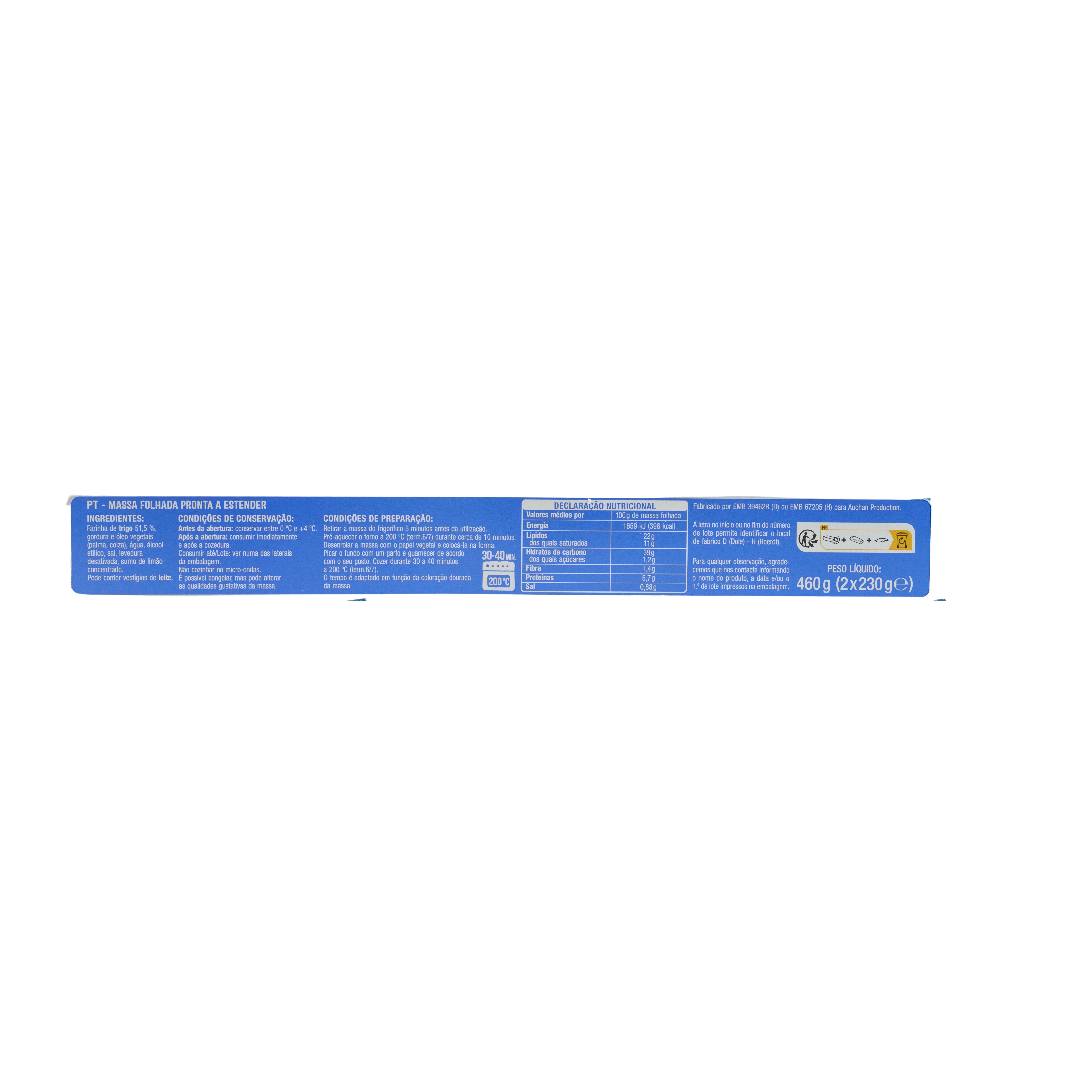 Voir la diapositive 3 : AUCHAN Pâte feuilletée 2x230g